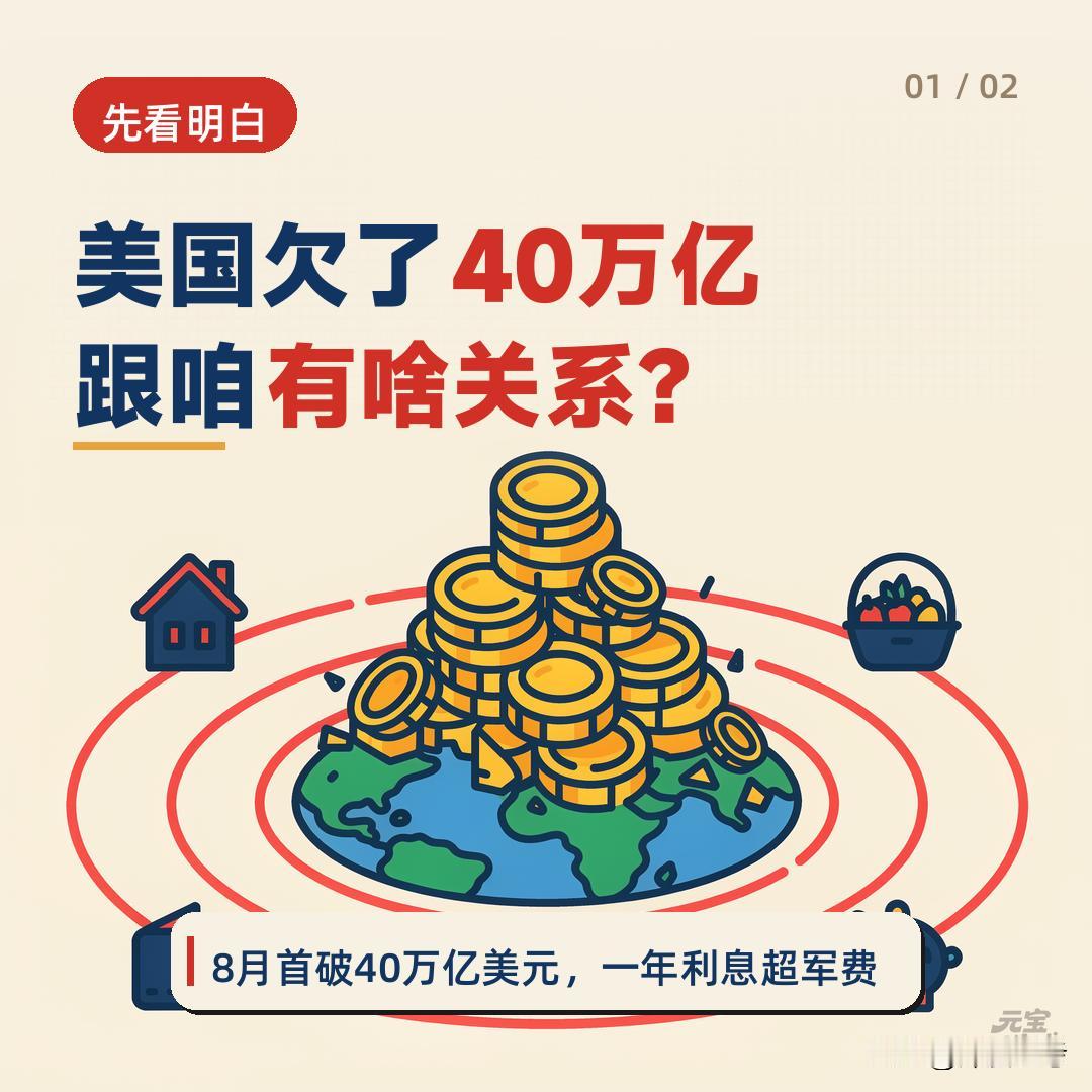 美国欠了40万亿，跟咱老百姓有啥关系

美国国债今年8月头一回破了40万亿美元，
