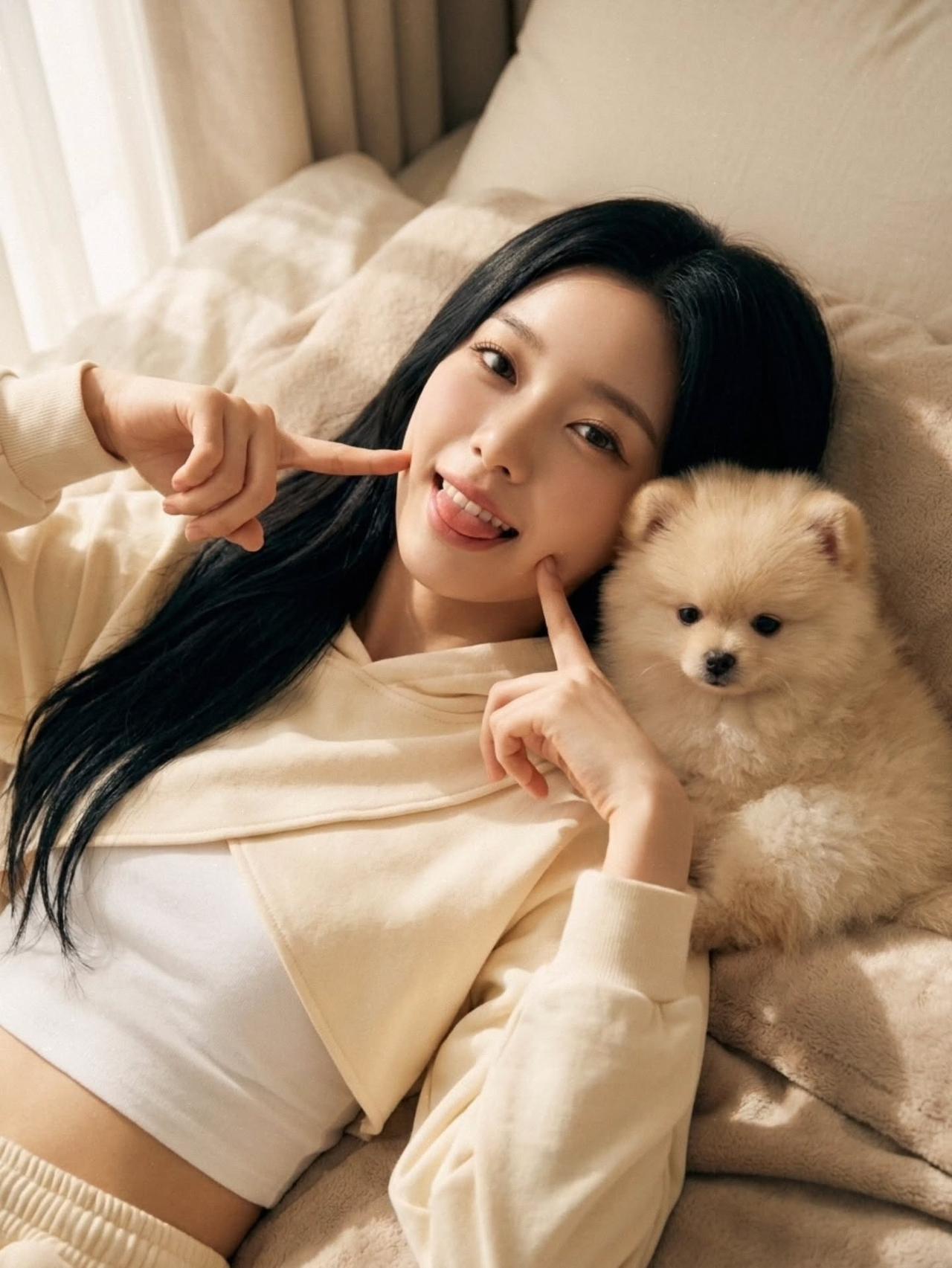 今年春天最想实现的心愿元气少女与萌宠的温馨时刻🌟🐾