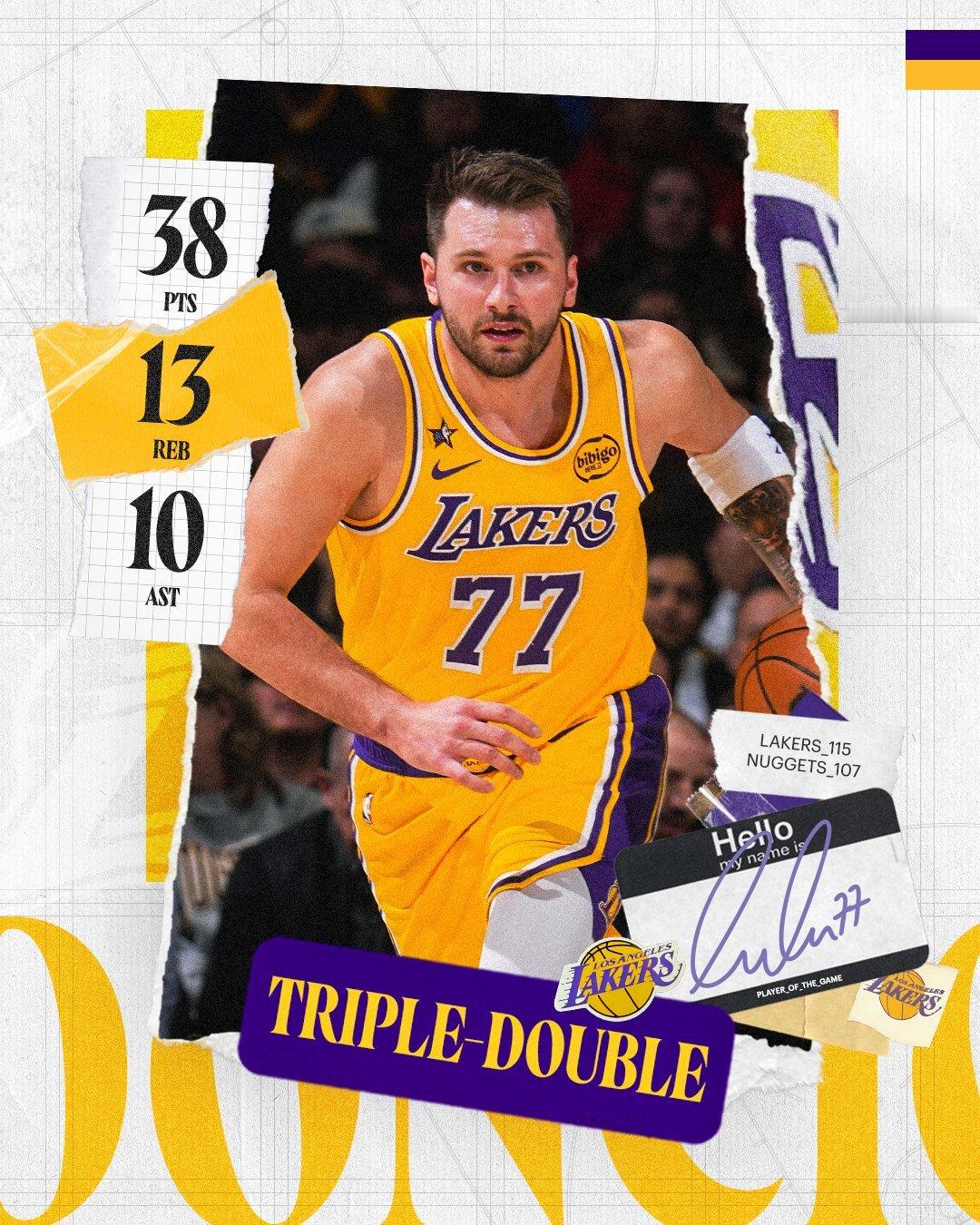 勒布朗：“首先，向卢卡致敬，他是全明星票数最多的球员。今晚看到他球衣上的那个补丁