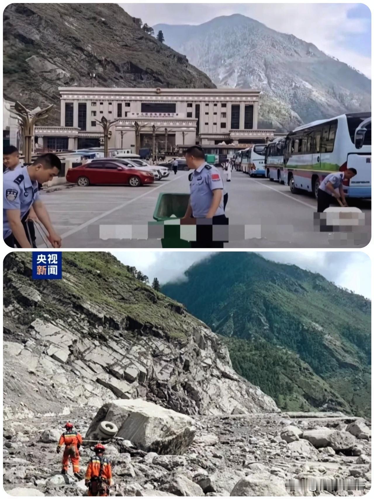 道路受阻险阻重重，
救援队伍终于抵达受灾现场…
 
受泥石流灾害影响，灾区道路损