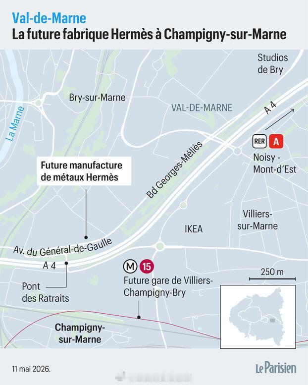 海外新鲜事 爱马仕将在马恩河畔尚皮尼（Val-de-Marne省）建设一座面积达