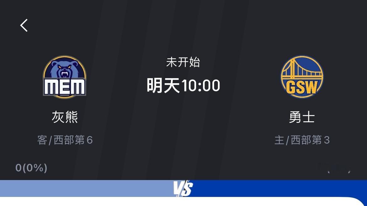 休息两日，明天勇士主场迎战灰熊，怎么说？库明加能上15+吗[doge]勇士vs灰