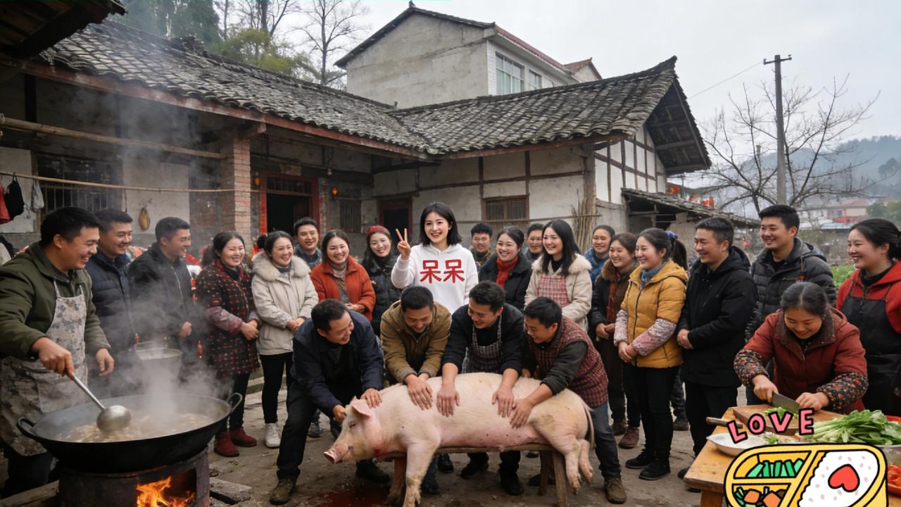 近日，重庆合川女孩“呆呆”因在网上喊人帮忙杀猪、吃刨猪汤，意外闯下“2026年第