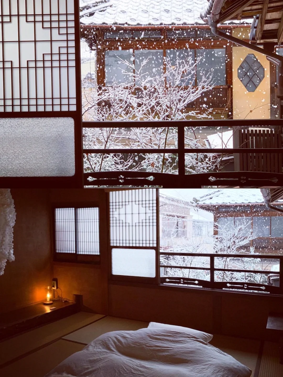 日本民宿👘住进艺伎故居 冬日的这扇窗绝美