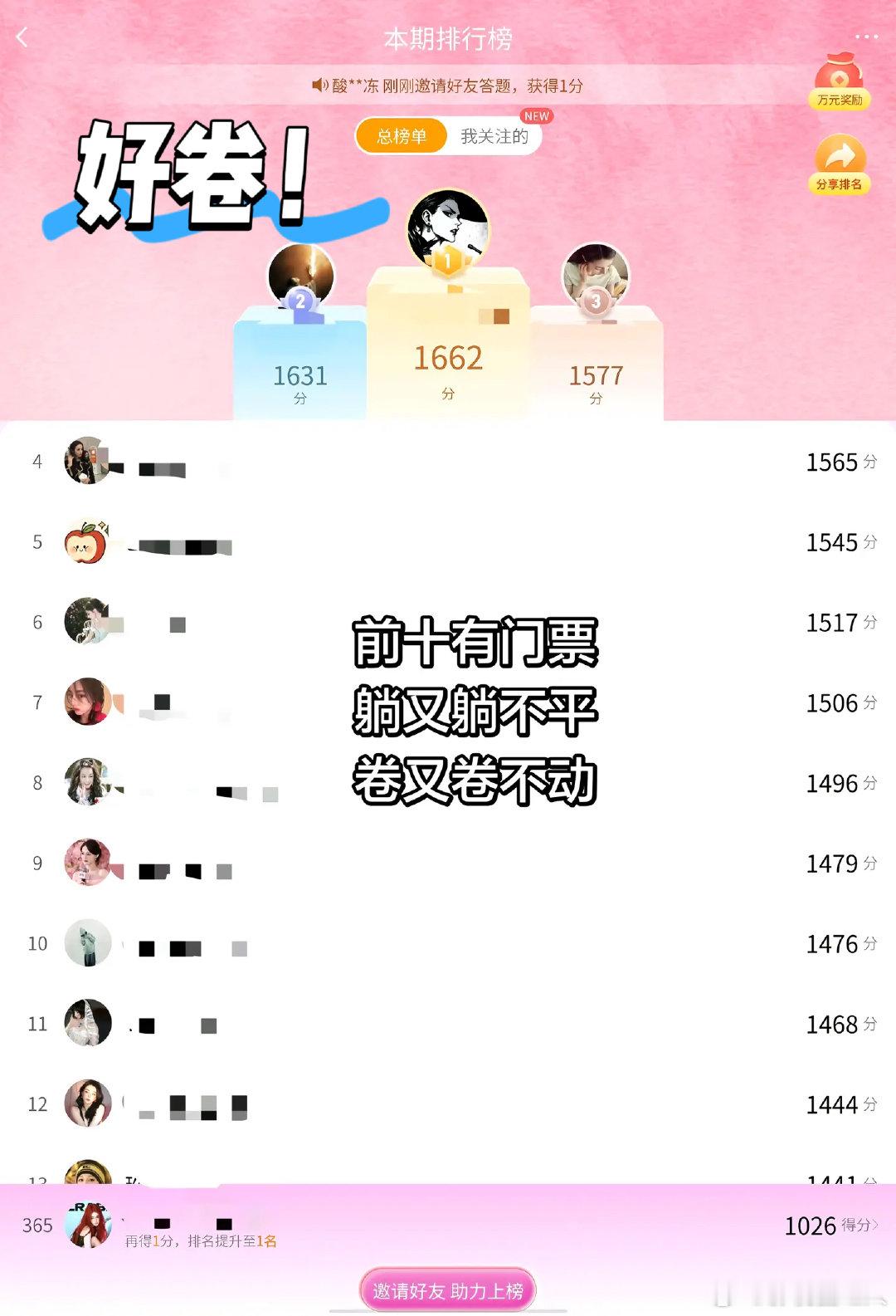 迪丽热巴见面会答题积分好卷迪丽热巴见面会答题积分好猛 啊啊啊！第一名都1600了