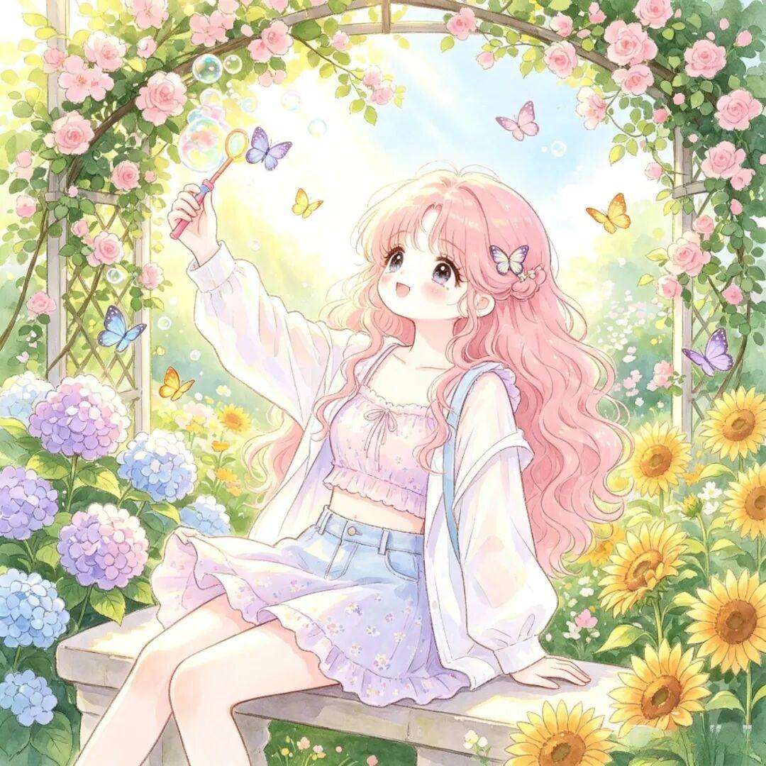 女生头像｜风遇花海，少女携温柔而来