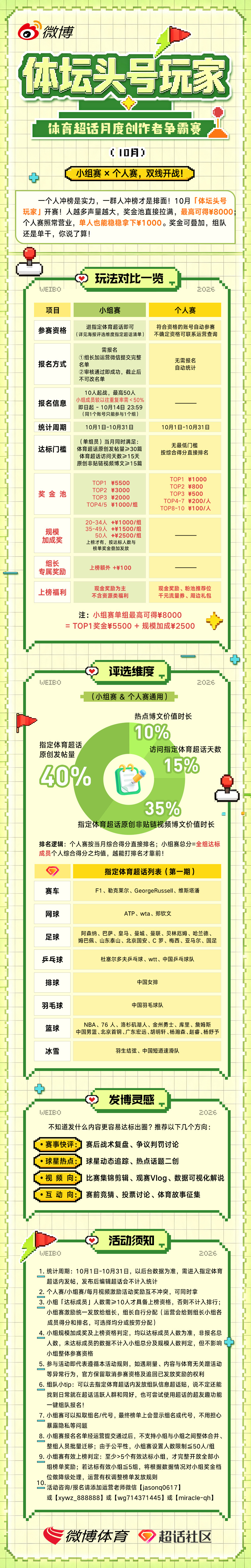 🎮 10月「体坛头号玩家 」重磅开战！万元奖池、实物礼包、专属荣誉与流量加持等