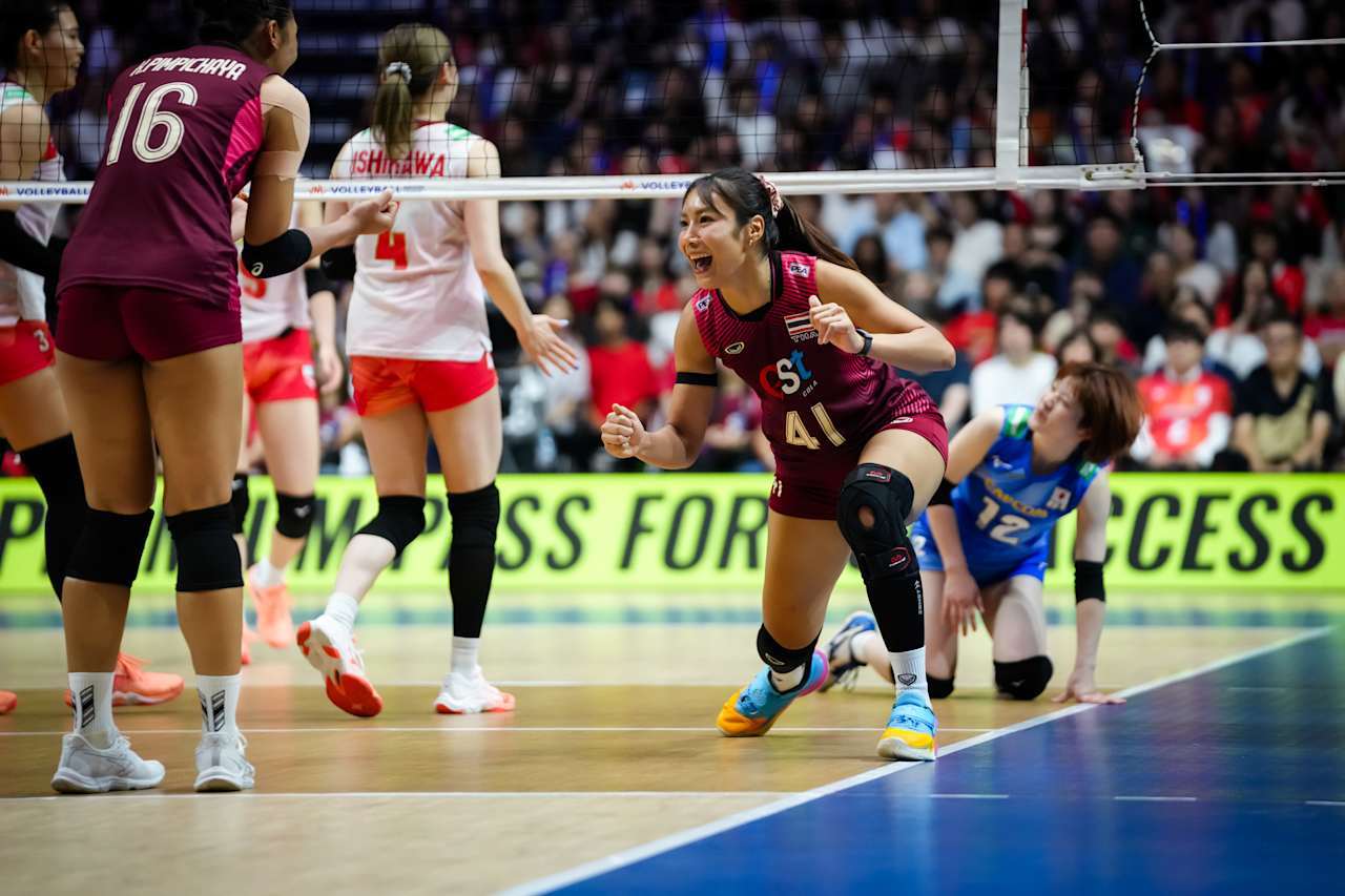 泰国🇹🇭女排1-3不敌日本🇯🇵女排，第四局末被反超，还以为可以拖入决胜局
