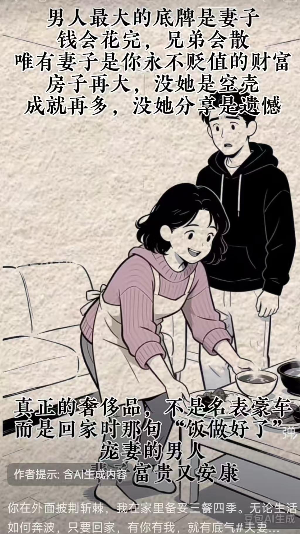 塞鸿秋·妻子
男人底牌贤妻在，
金钱散尽交情改。
唯她是宝难替代，
屋大无她空房