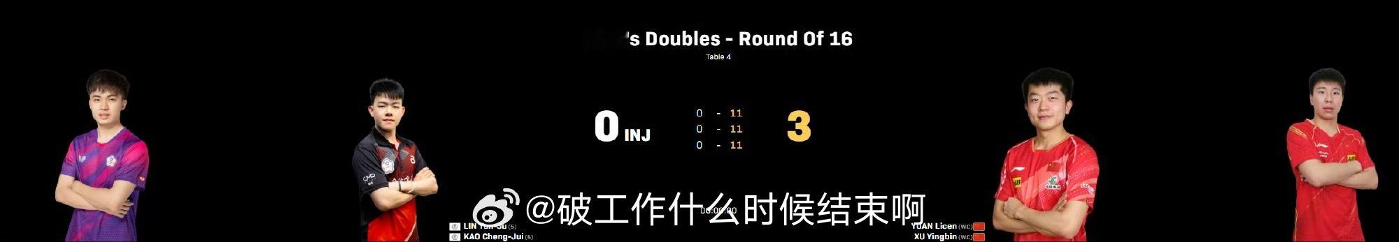 📢林昀儒高承睿男双退赛 ✍️林昀儒/高承睿男双退赛🏓袁励岑/徐瑛彬晋级8强徐