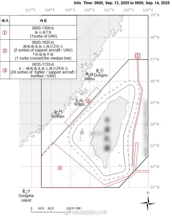 9月13日即昨天，在5000米高度抵近台湾苏澳港以东12海里的解放军78032号