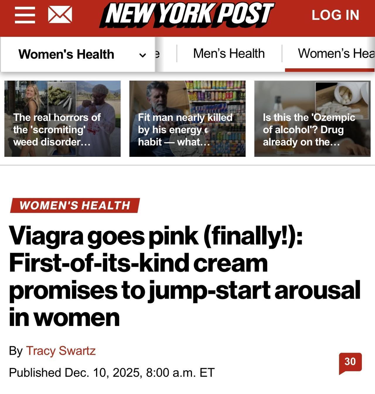 伟哥Viagra终于推出粉色（女性）版了！ 首款同类乳霜有望激发女性性欲。

近