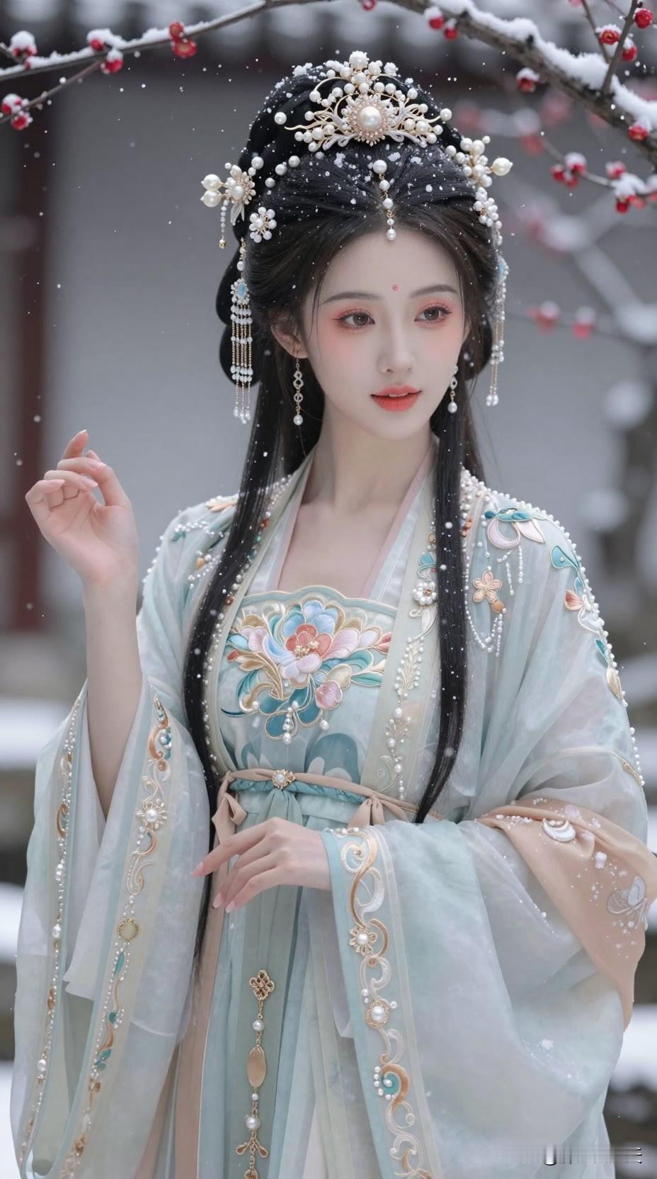 雪落梅枝，素衫含香。美女人像群 高清美女 高雅气质美女