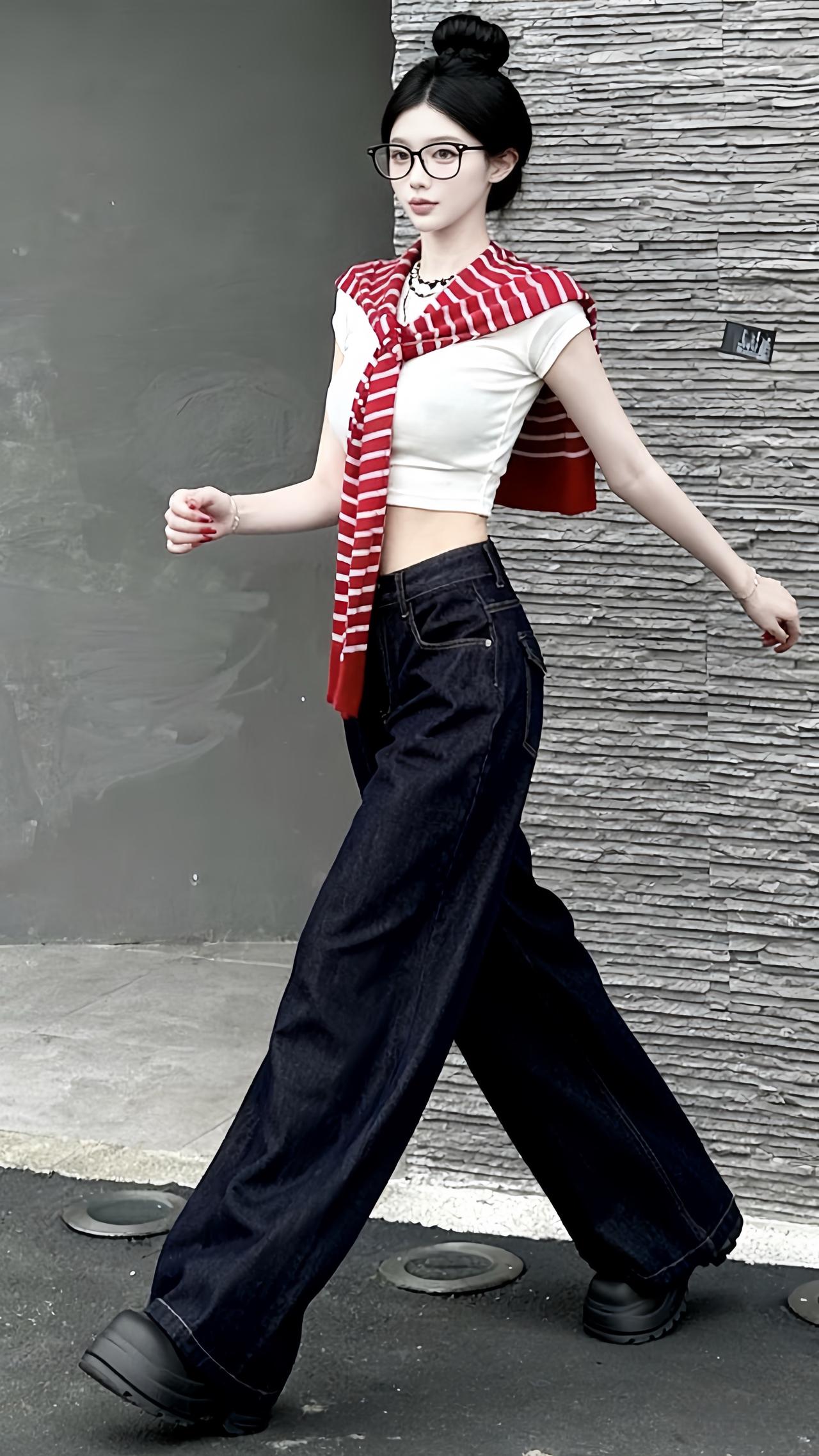 ootd每日穿搭 显瘦阔腿裤 时尚街拍 复古风穿搭 都市时尚风