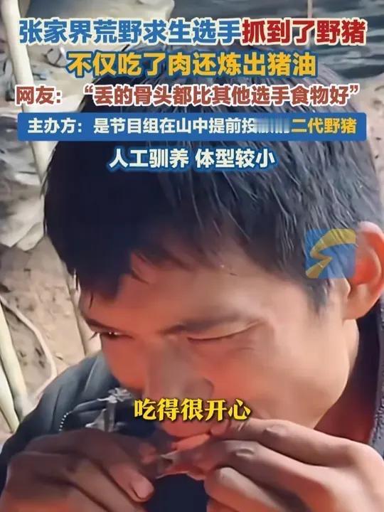 张家界荒野求生选手抓野猪吃到流油：比起大口吃肉，这背后的人性渴望更戳心

当“齐