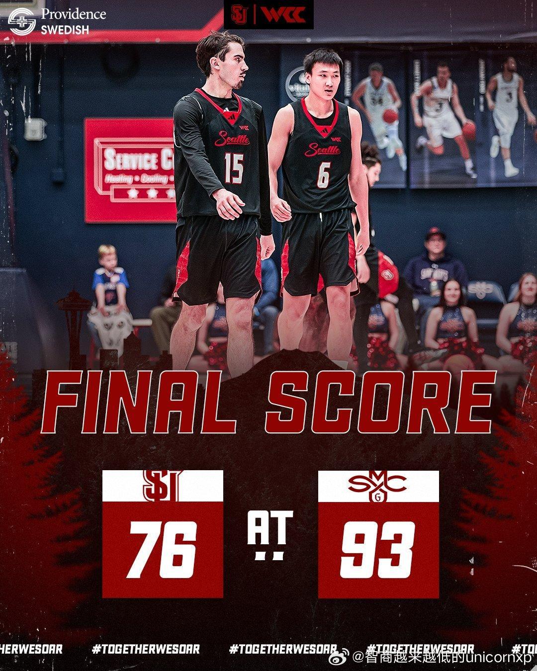 西雅图76比93不敌圣玛丽，淡厚然出场16分钟得到6分1板1助，吕俊锡出场31分