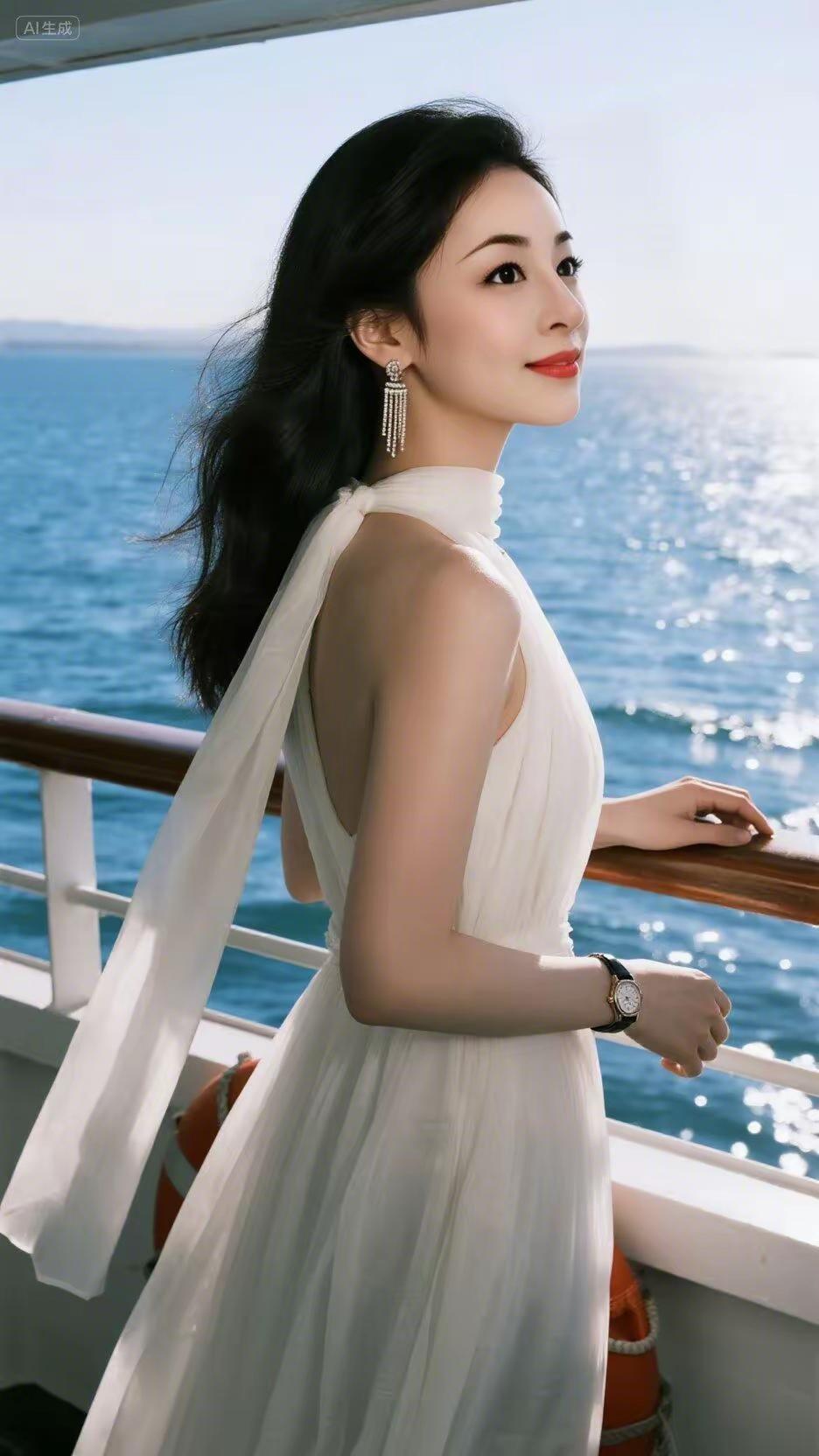 海风轻拂，优雅白裙，悠然自得的海上时光。