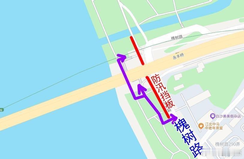 宁波永丰桥东侧人行楼梯藏江边通行要绕行 永丰桥拓宽改造工程已临近收尾，有网友反映