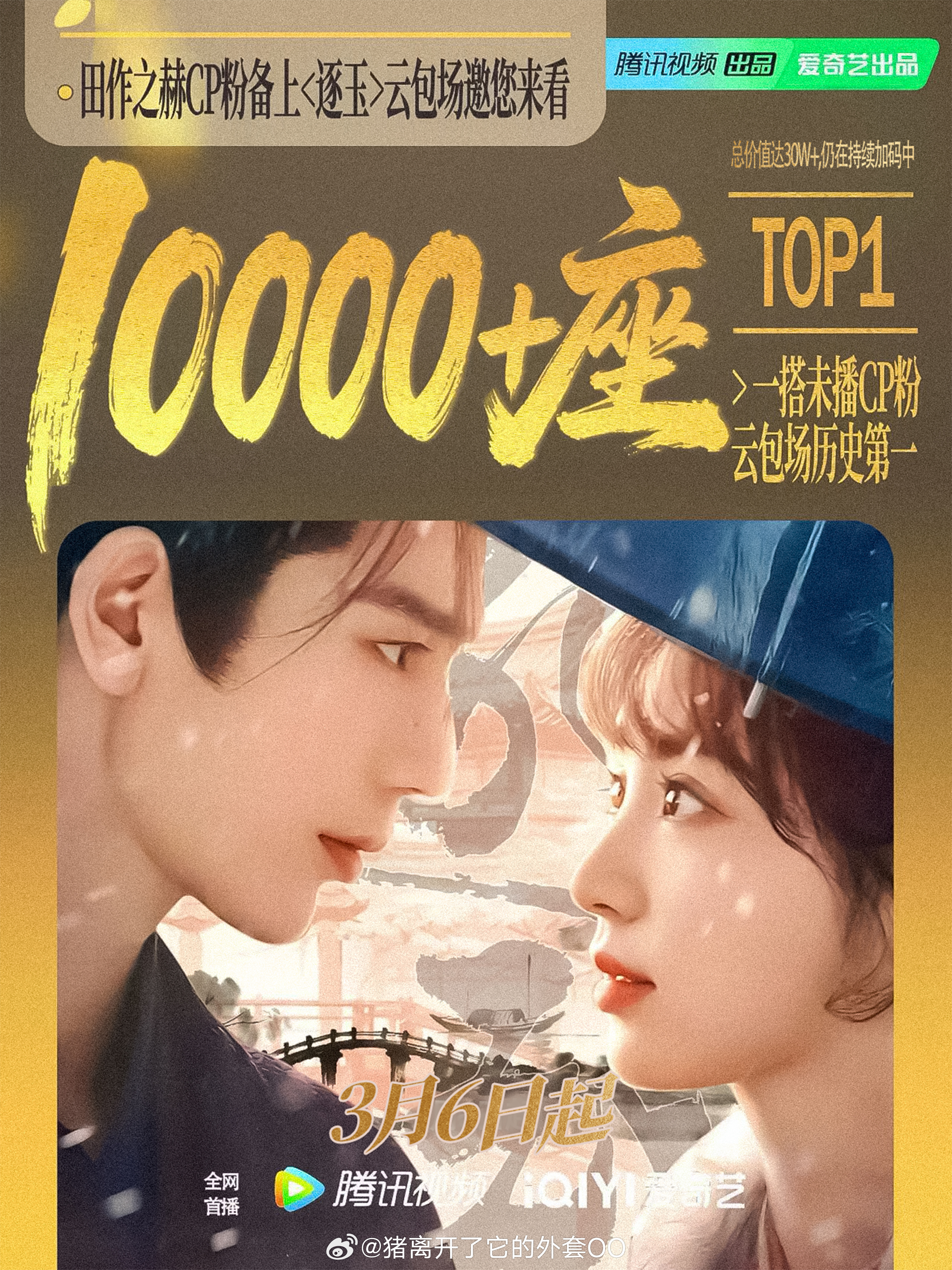 张凌赫、田曦薇cpf《逐玉》还未播，云包场都10000+座还是一搭未播的cp，竟