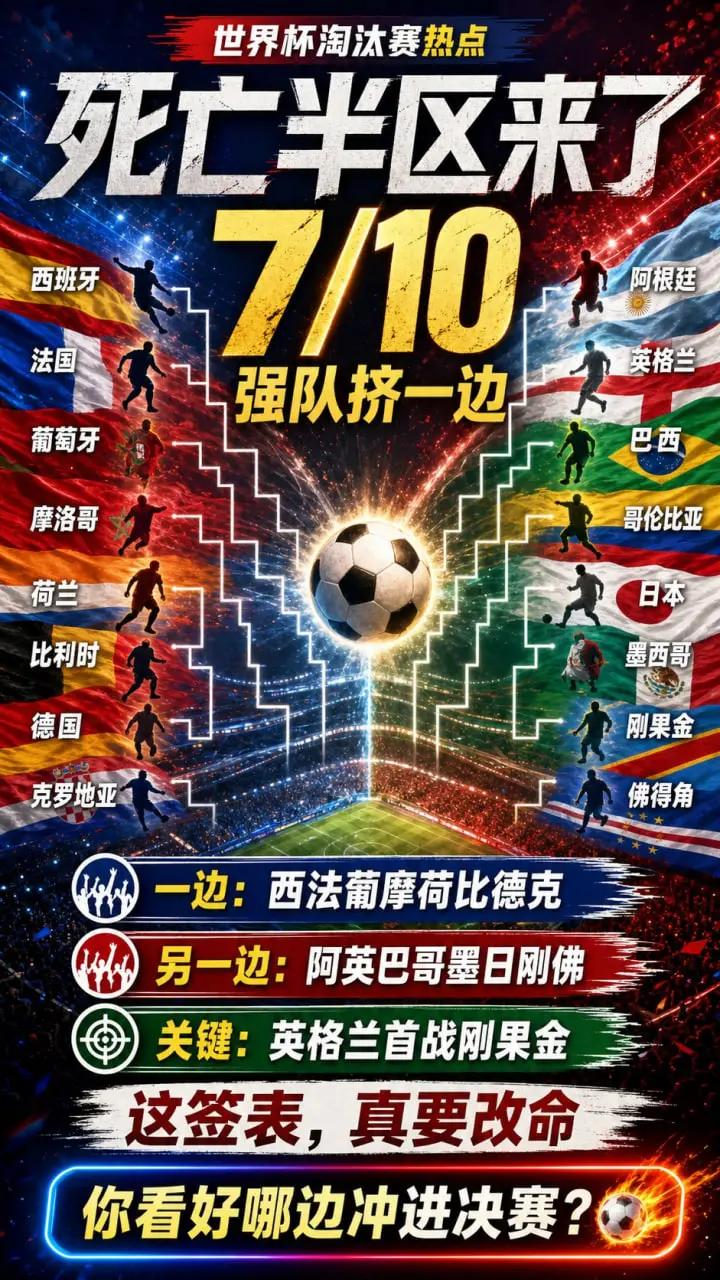 兄弟们，淘汰赛还没真正开打，签表先把人看清醒了。  这不是普通分区，这...