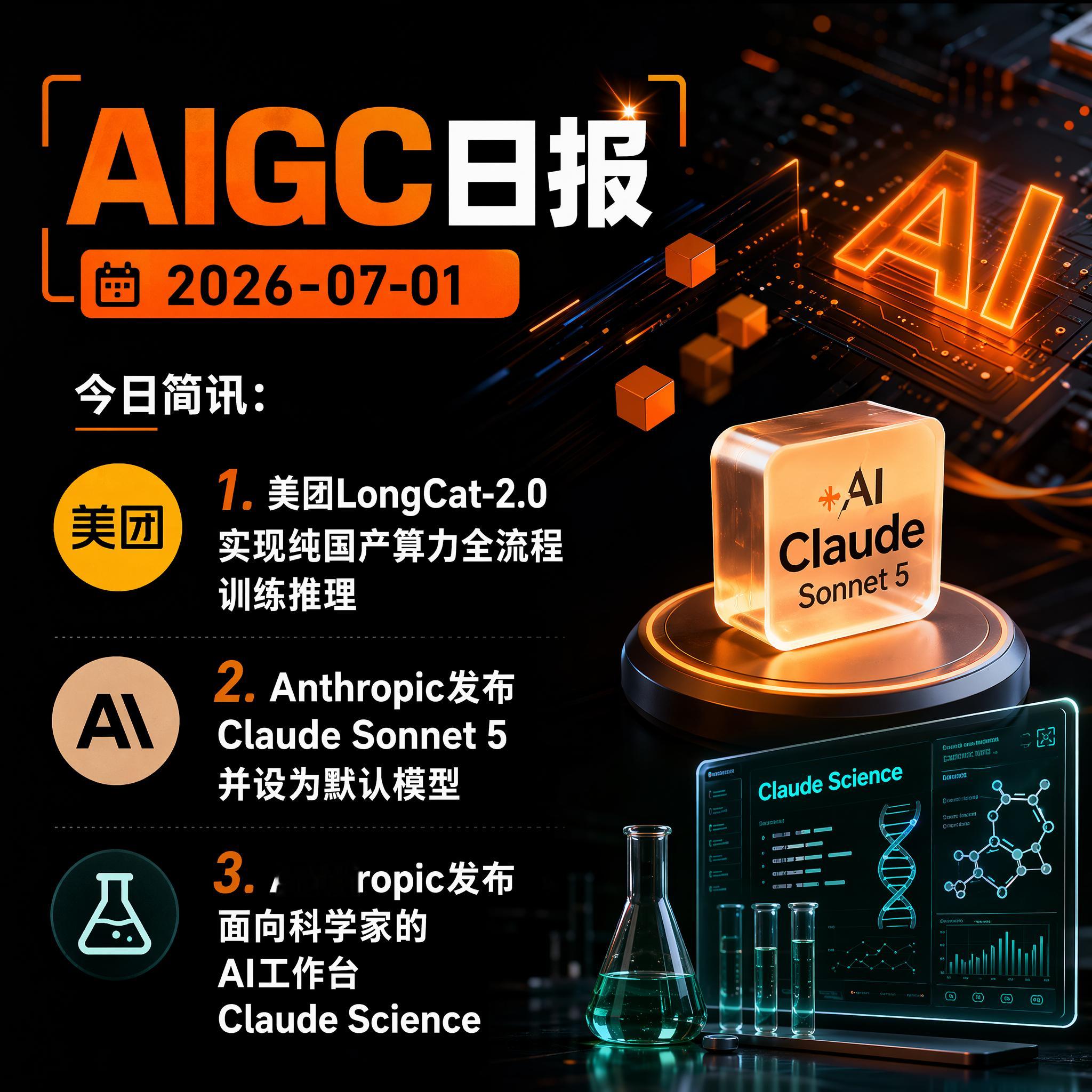 【AIGC日报 · 2026-07-01】今日简讯：1、美团LongCat-2.