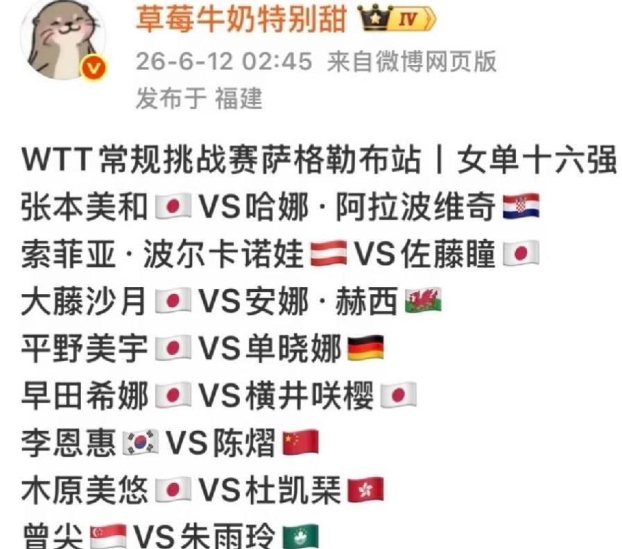 这次常规挑战赛女队有点惨呀，
只剩陈熠独守全区，
男队四人晋级男单16强，
女队