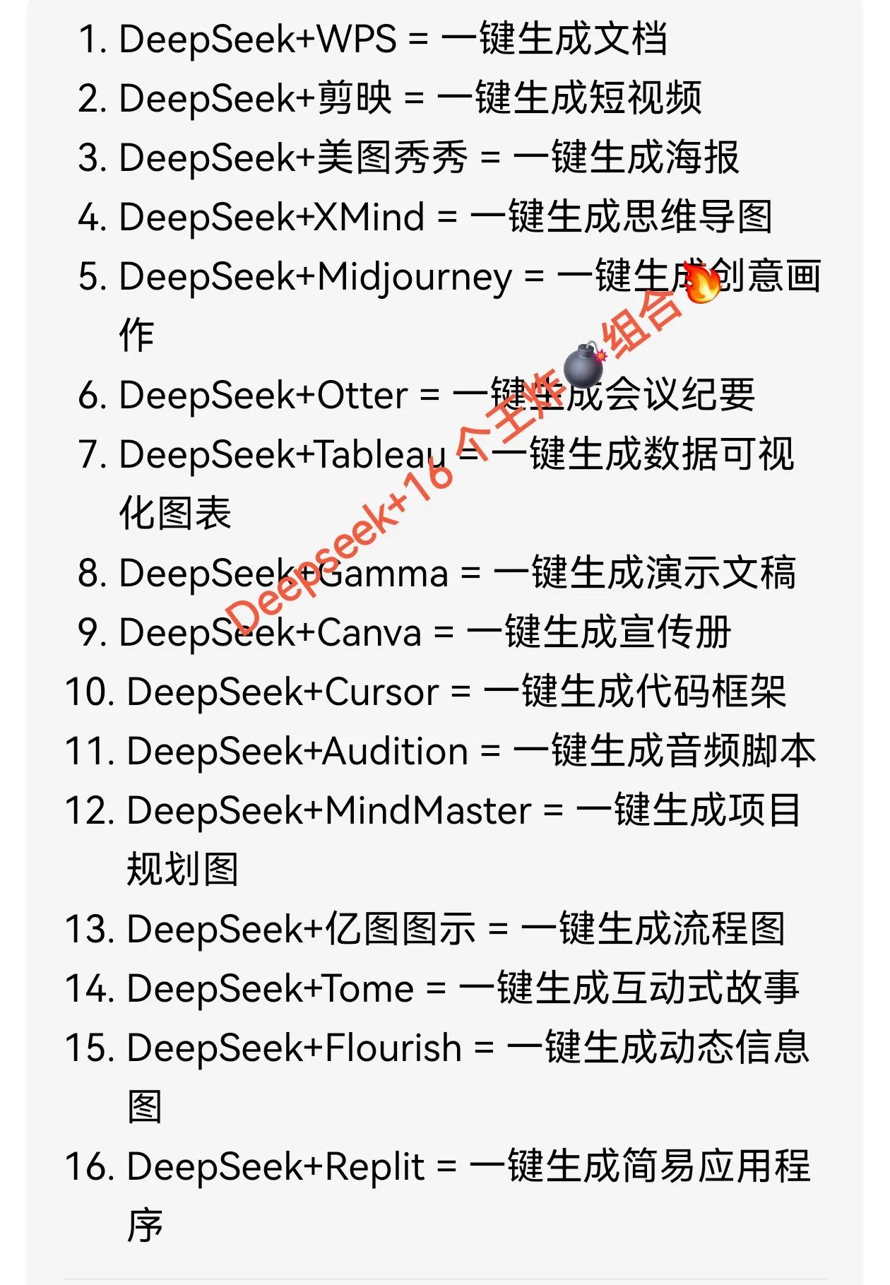 能够做什么  这套 Deepseek +16个王炸组合🔥强烈建议收藏！

1.