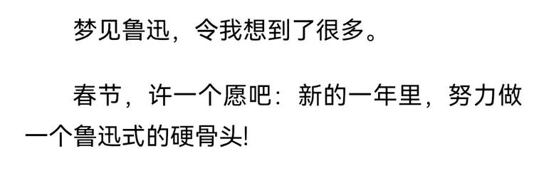 他虚构了一个梦，除夕之夜，梦见了鲁迅。
他曾多次自比过鲁迅，在这篇文字里，更是明