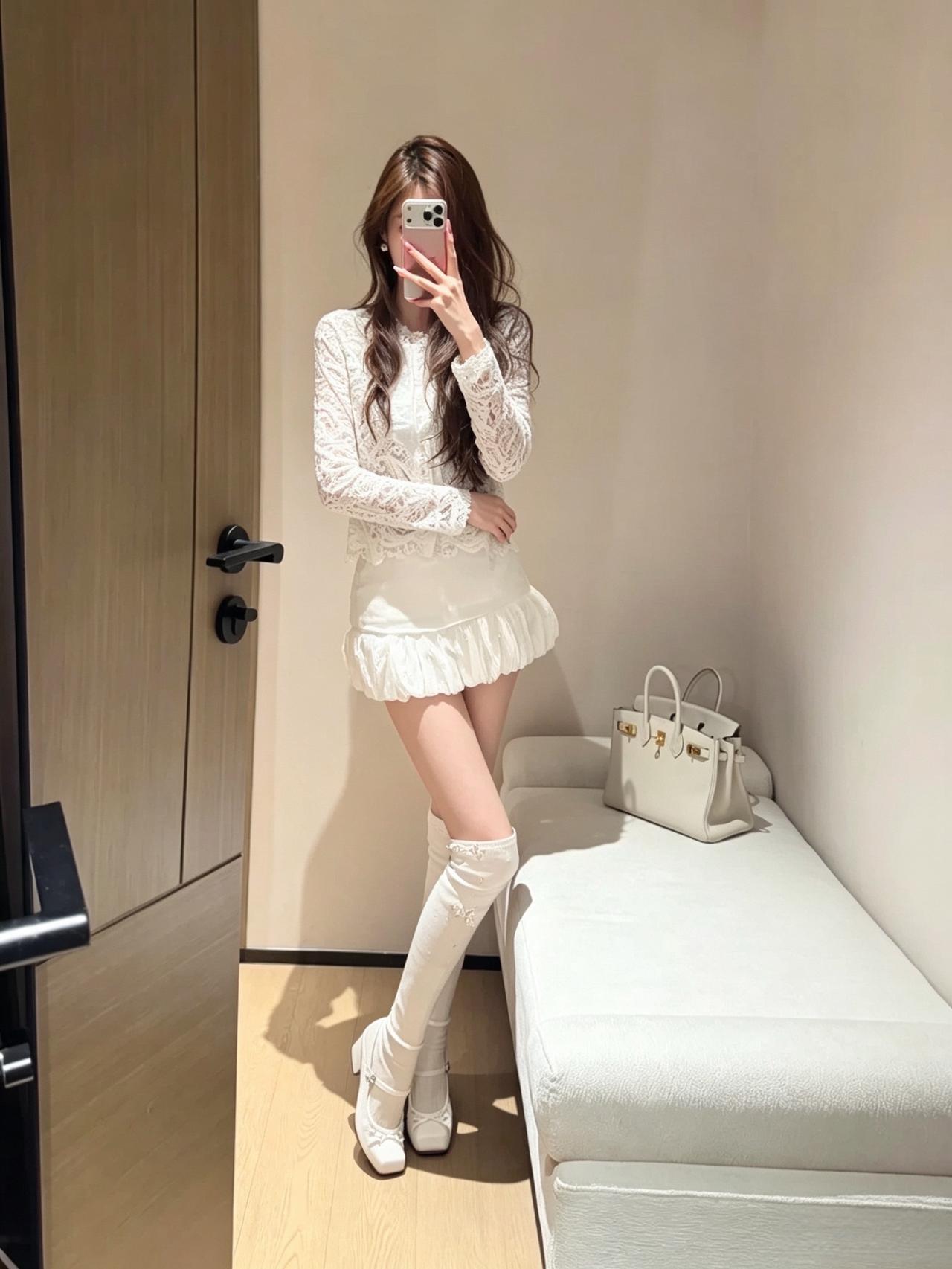 氛围感拉满的穿搭 御姐风穿搭 法式蕾丝小白裙 白色系穿搭 白色穿搭look