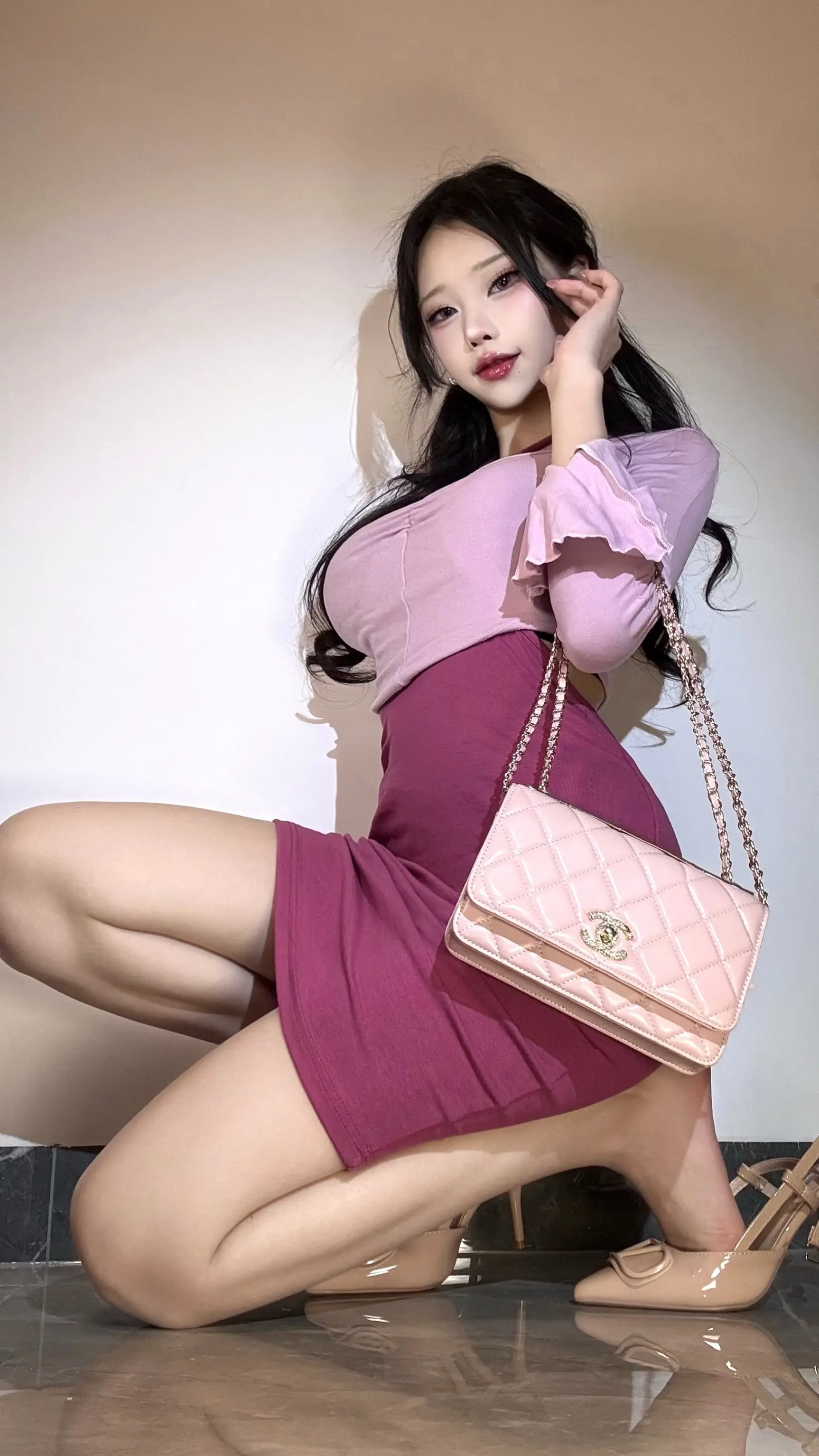 粉色的