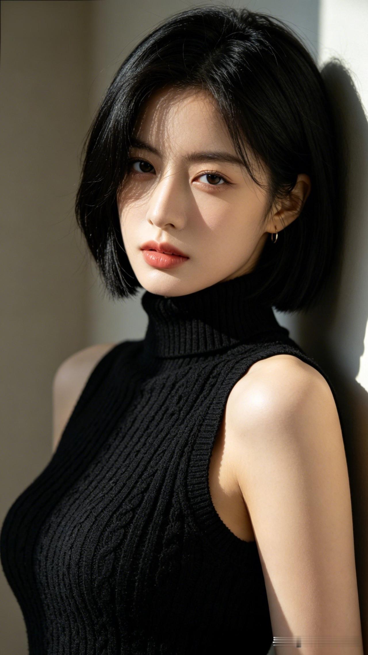 冷艳黑衣少女，复古氛围十足🖤💋