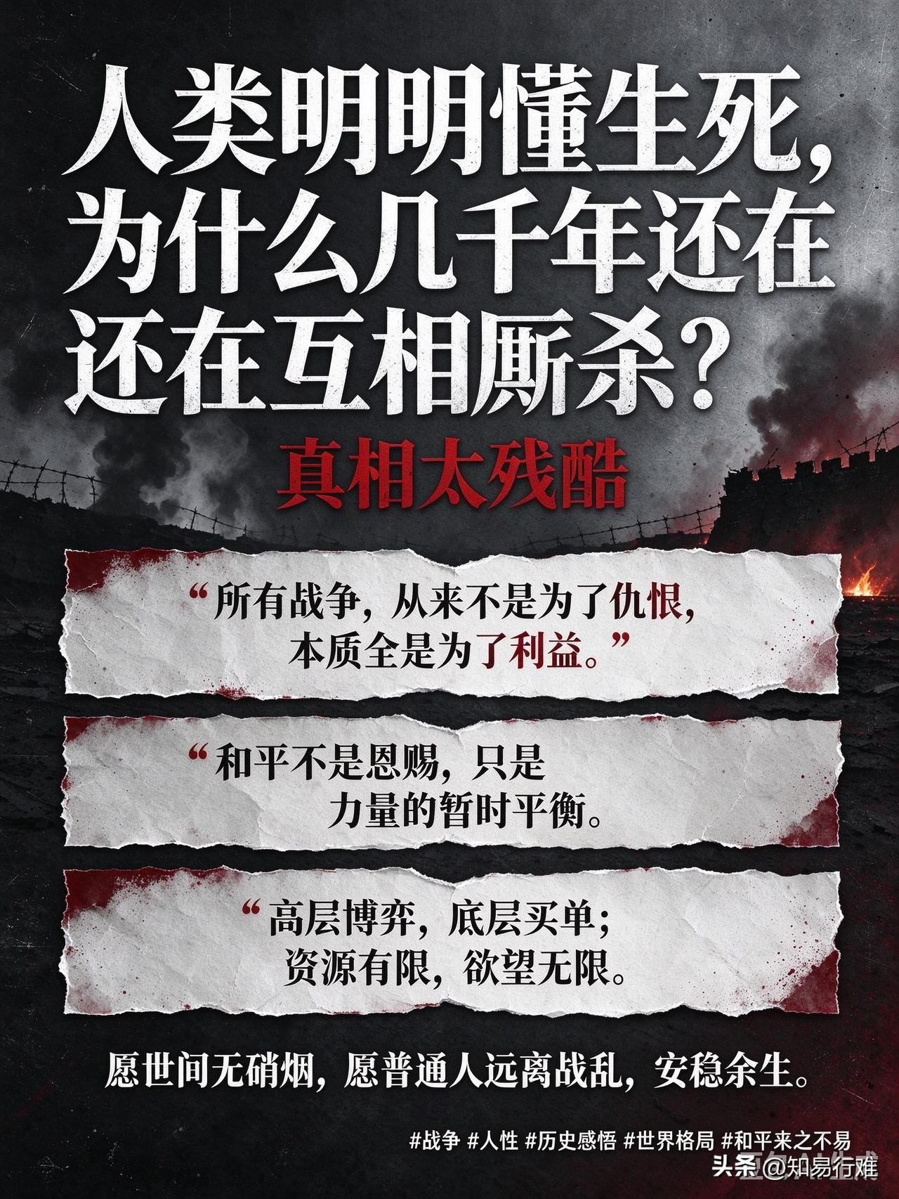 人类明明懂生死，为什么几千年还在互相厮杀？真相太残酷

很多人一辈子想不通一个问