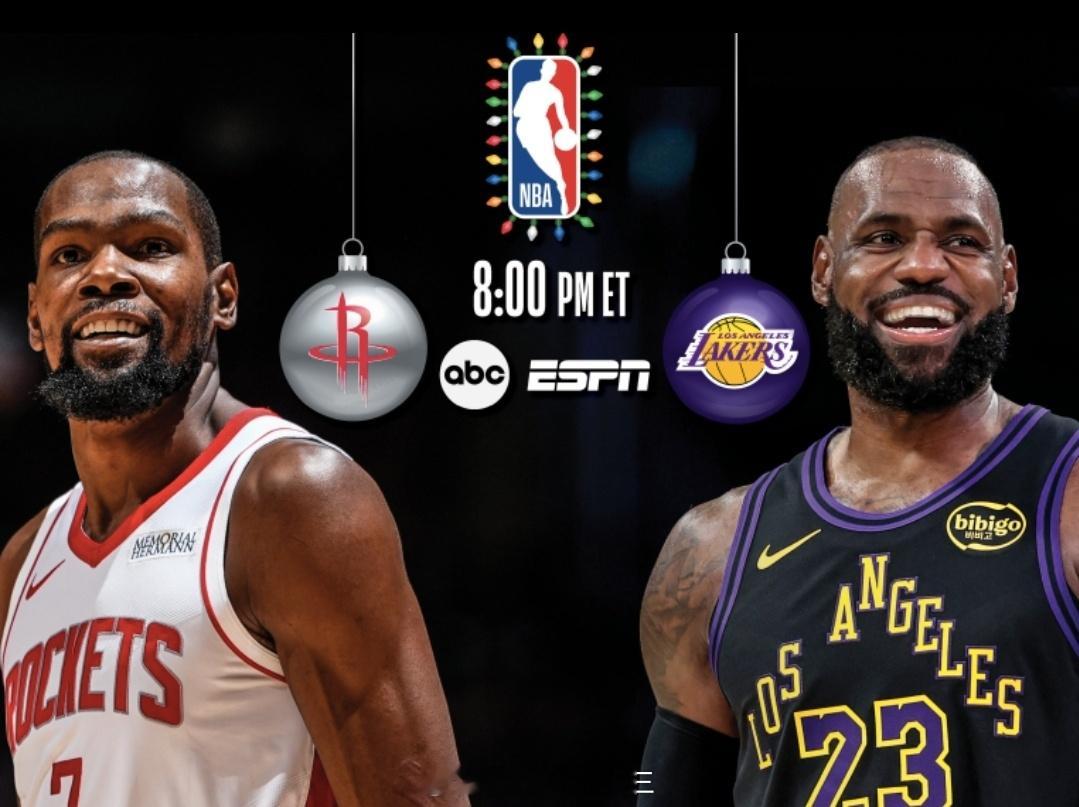 湖人vs火箭前瞻：东契奇出战成疑，詹杜迎第五次圣诞对决NBA圣诞大战明日打响，湖