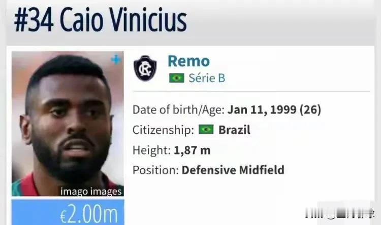 2025年12月5日，据足球博主“粤地球人”消息，26岁巴西中场卡奥-维尼修斯非