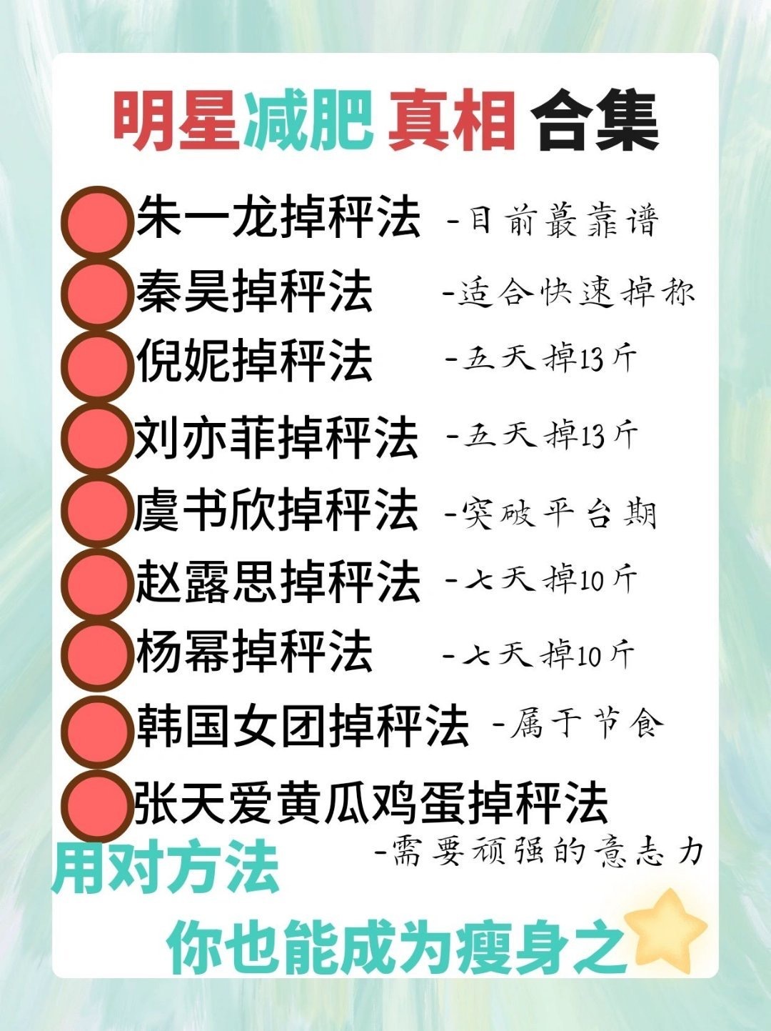 明星之所以闪闪发光，是因为他们减肥太狠了！ ​​​