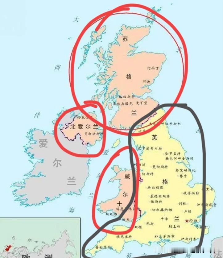英国分家后，仅剩英格兰，面积只有13万平方公里，人口5735万人。
还有脸在五常