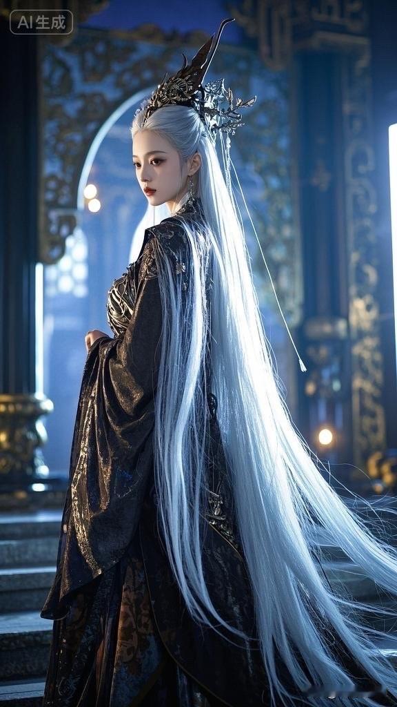 冷艳女王，霸气侧漏，黑衣黑发，气场全开！