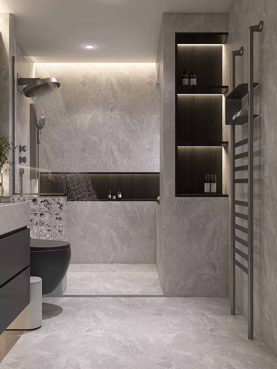 极简的一组浴室设计方案参考。简约风设计装修浴室风格设计 简约风浴室 装修卫浴设计