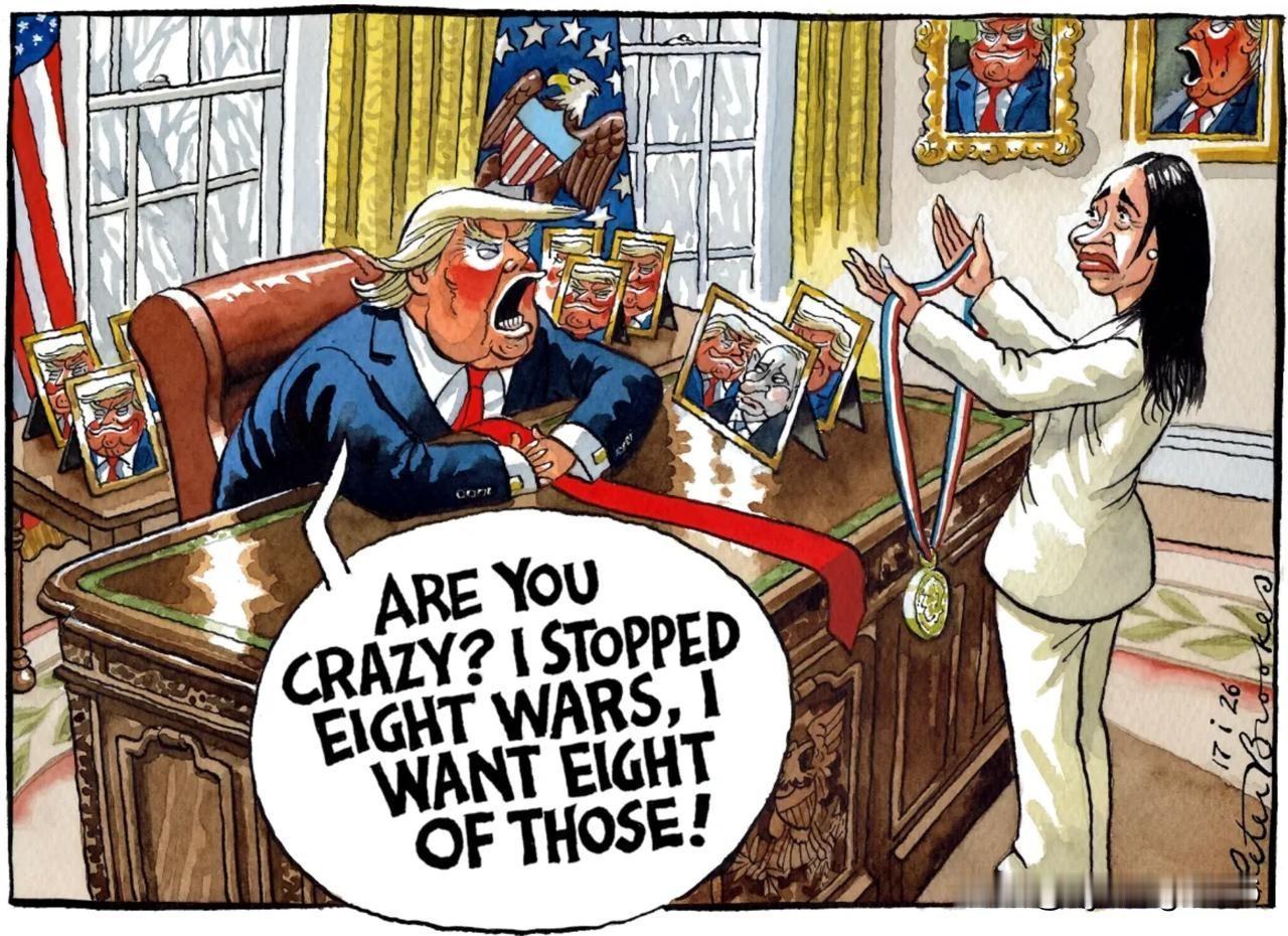 《泰晤士报》拍到特朗普从委内瑞拉总统唐纳德·特朗普手中接过马查多的诺贝尔奖：“你