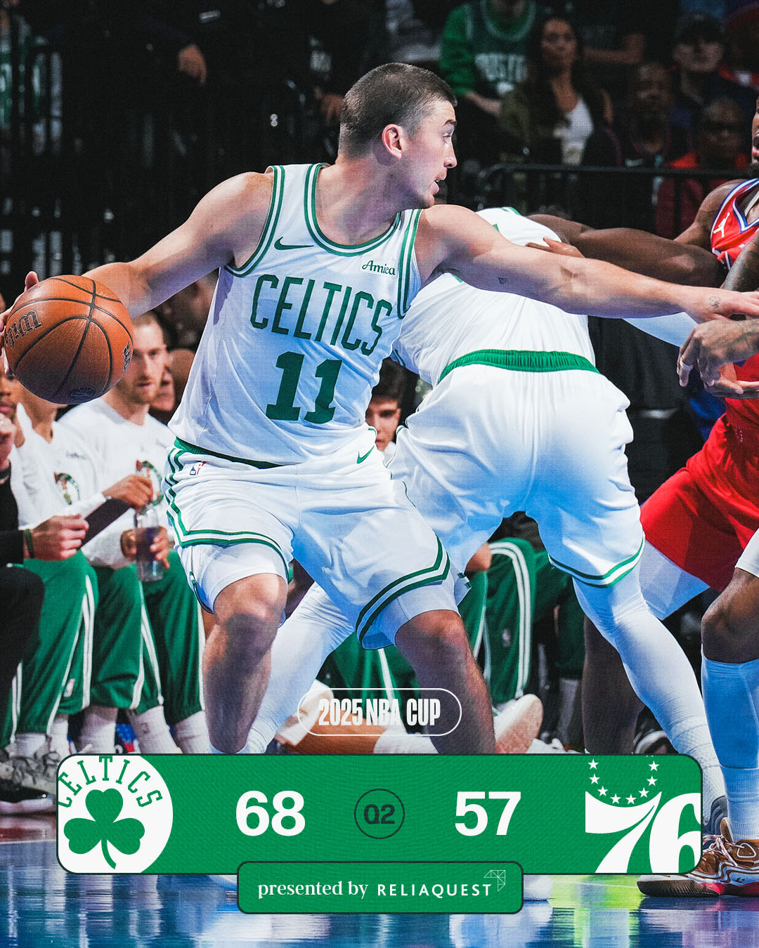 2025NBA杯 半场结束，我们11分暂时领先对手！波士顿凯尔特人[超话]BLE