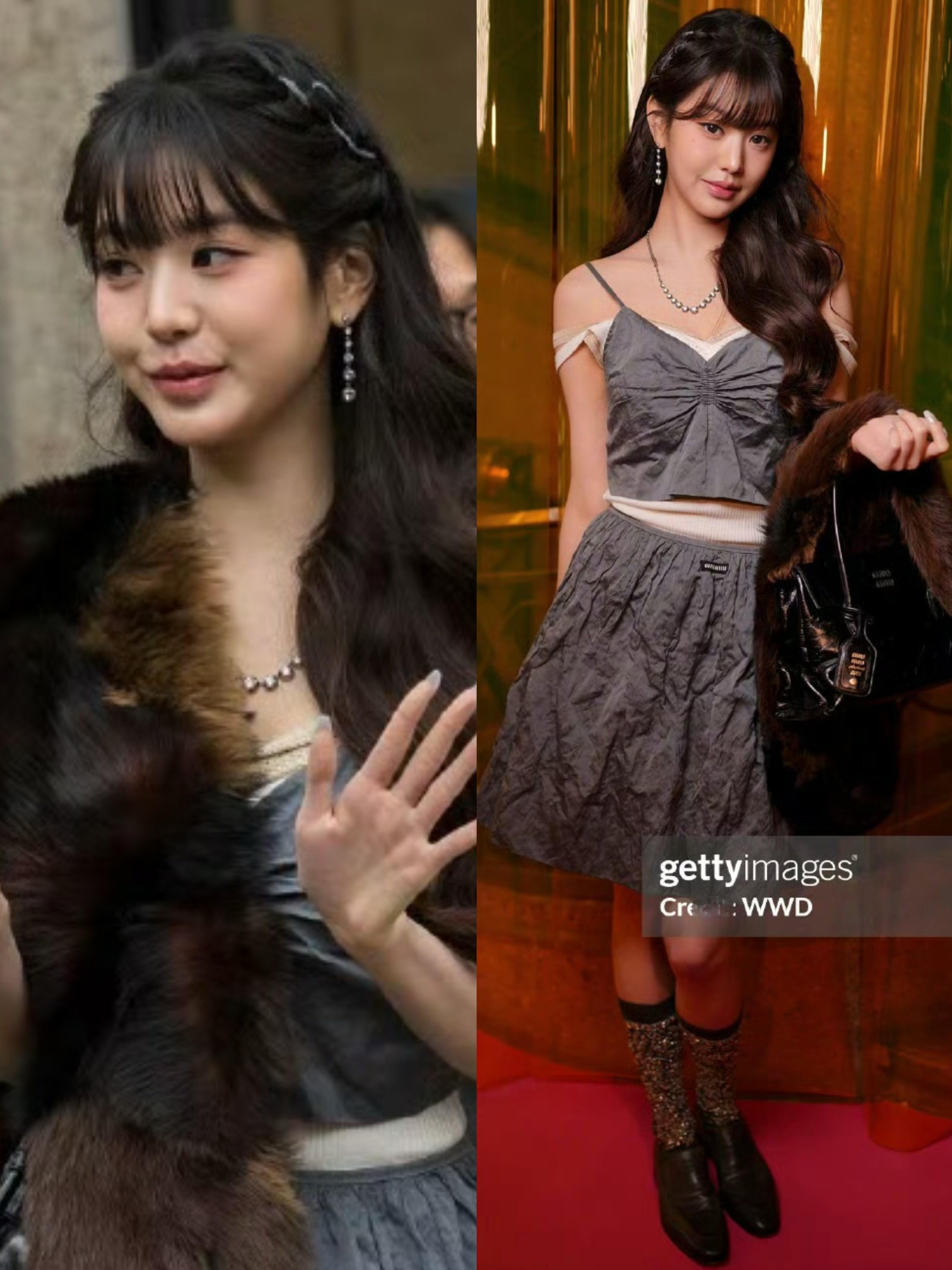 张元英MiuMiu看秀生图和柳智敏米兰时装周看秀生图 有人的原生脸在疯狂长出… 