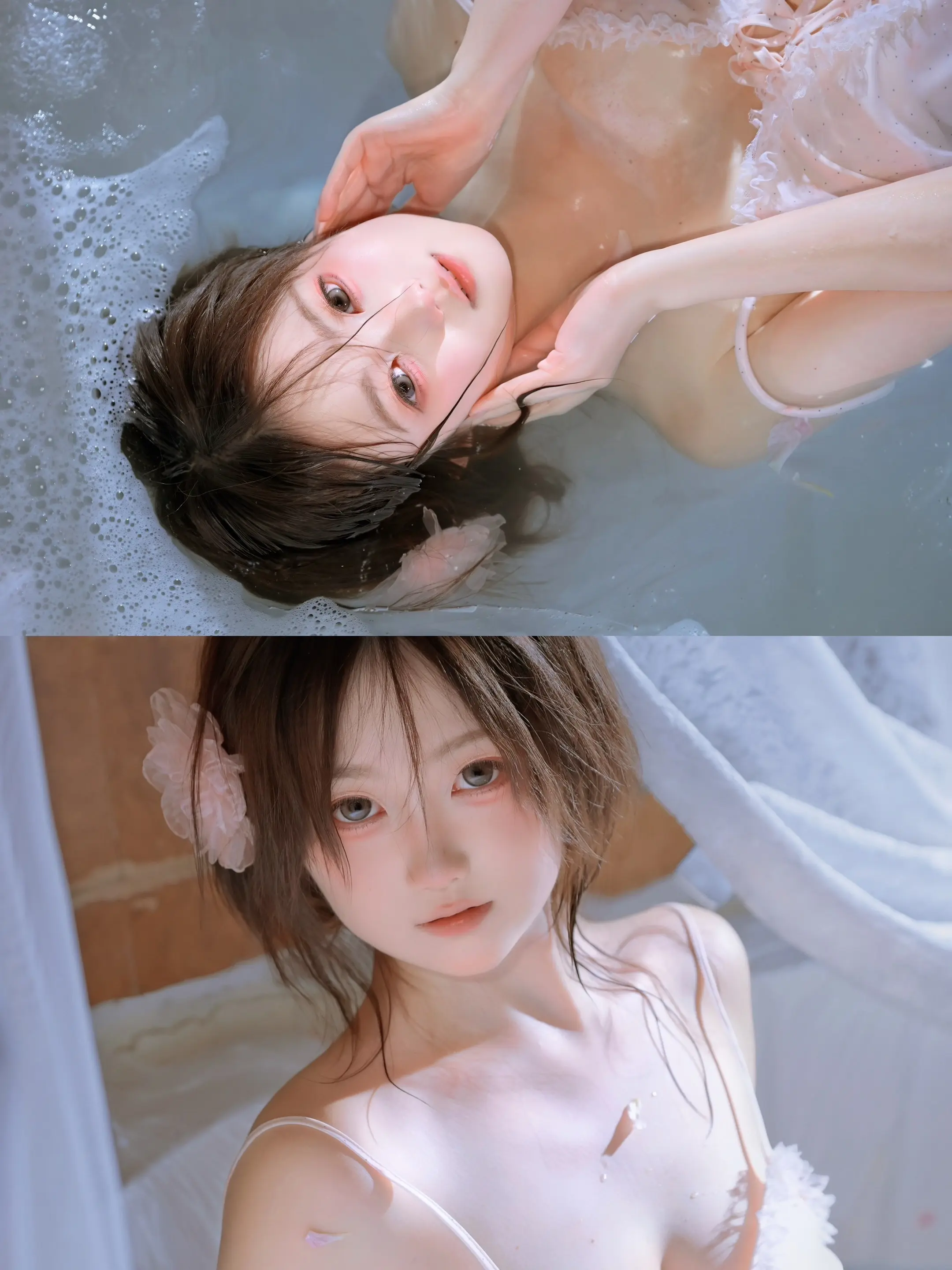 沉溺于泡泡的温柔🫧。在水里做个梦。      📷🫧