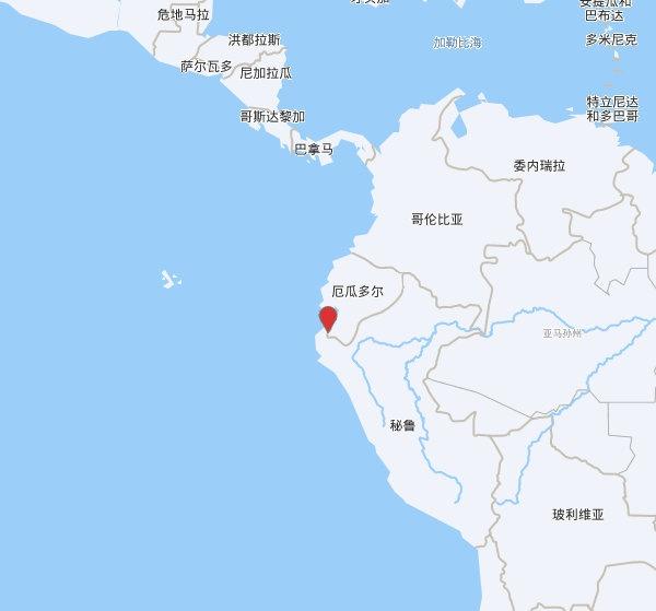 【欧洲地中海地震中心】发布，2025-10-01 14:57:33 在 秘鲁厄瓜