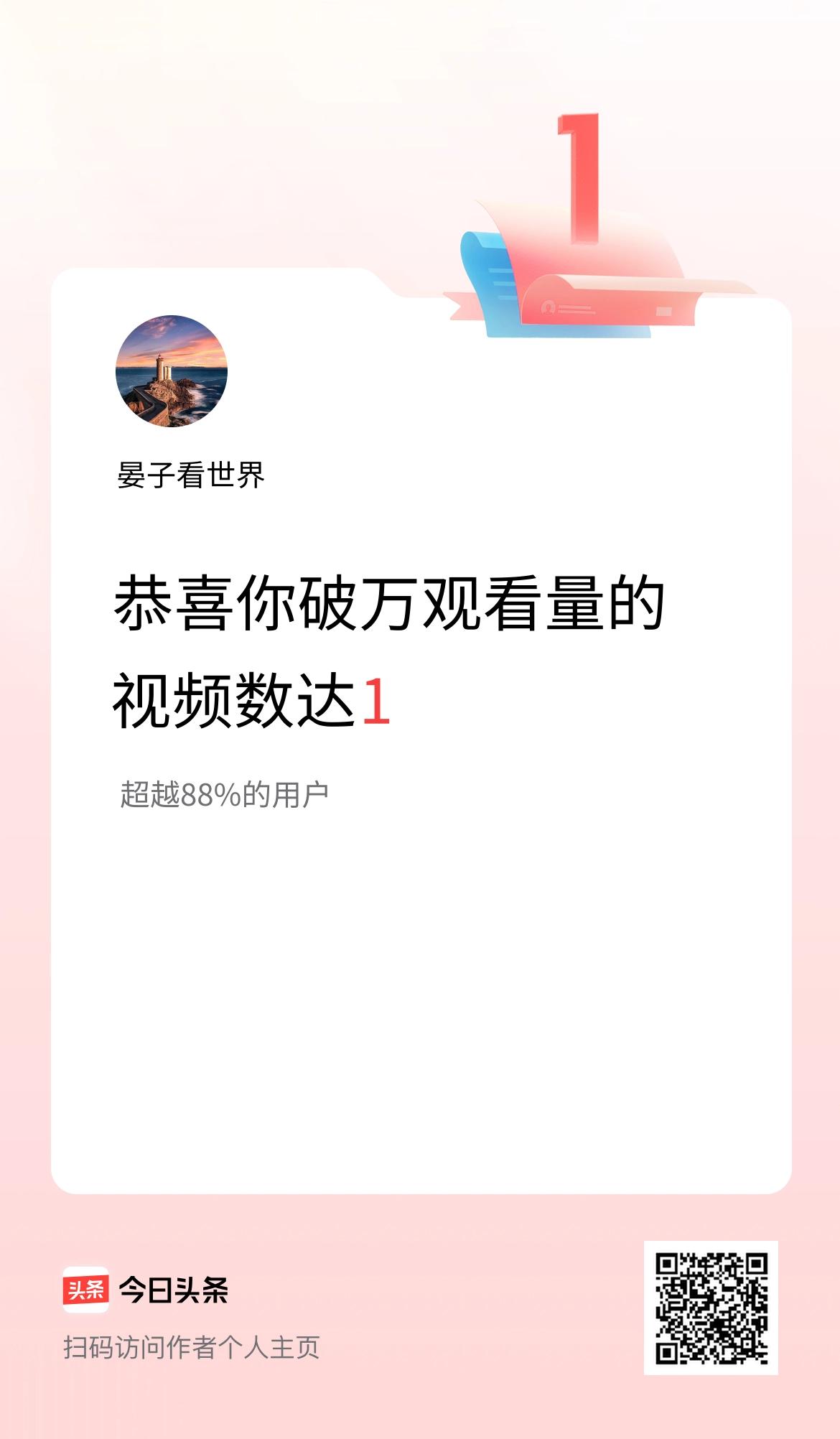 我在头条有1条视频播放量破万了！