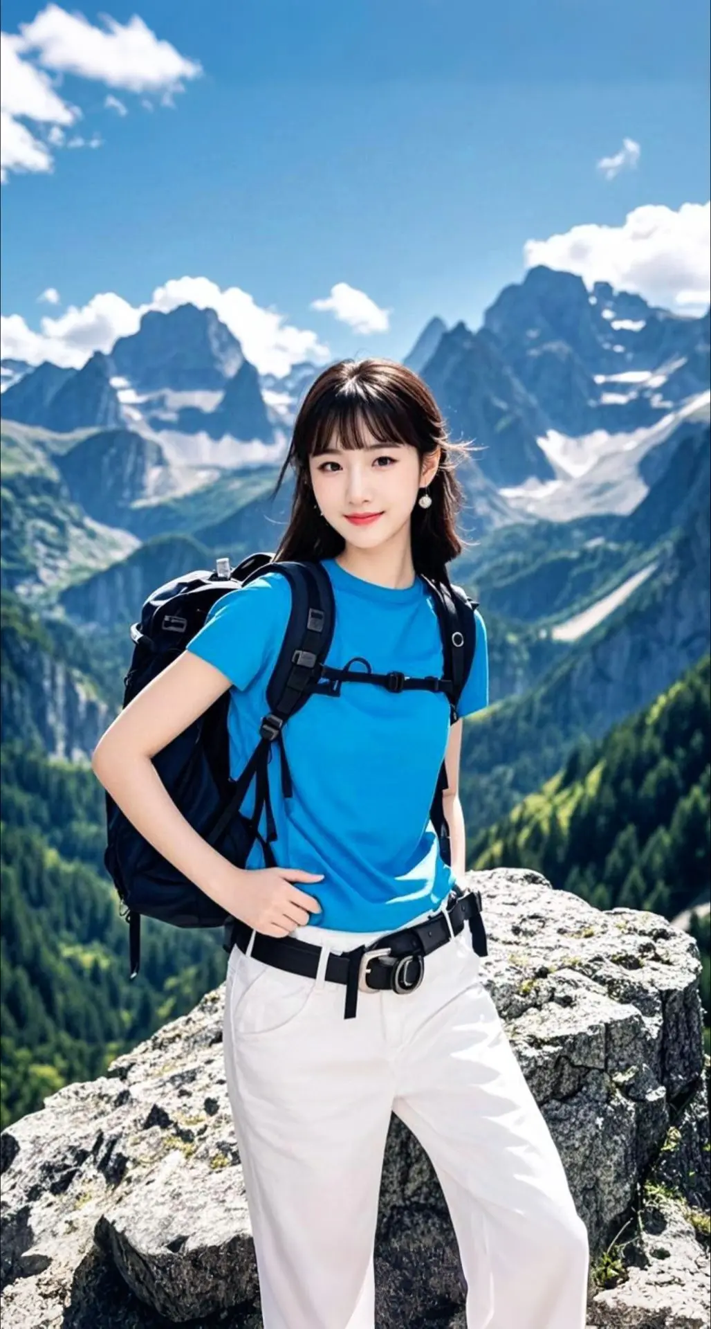 AI扩图 AI山巅旅人