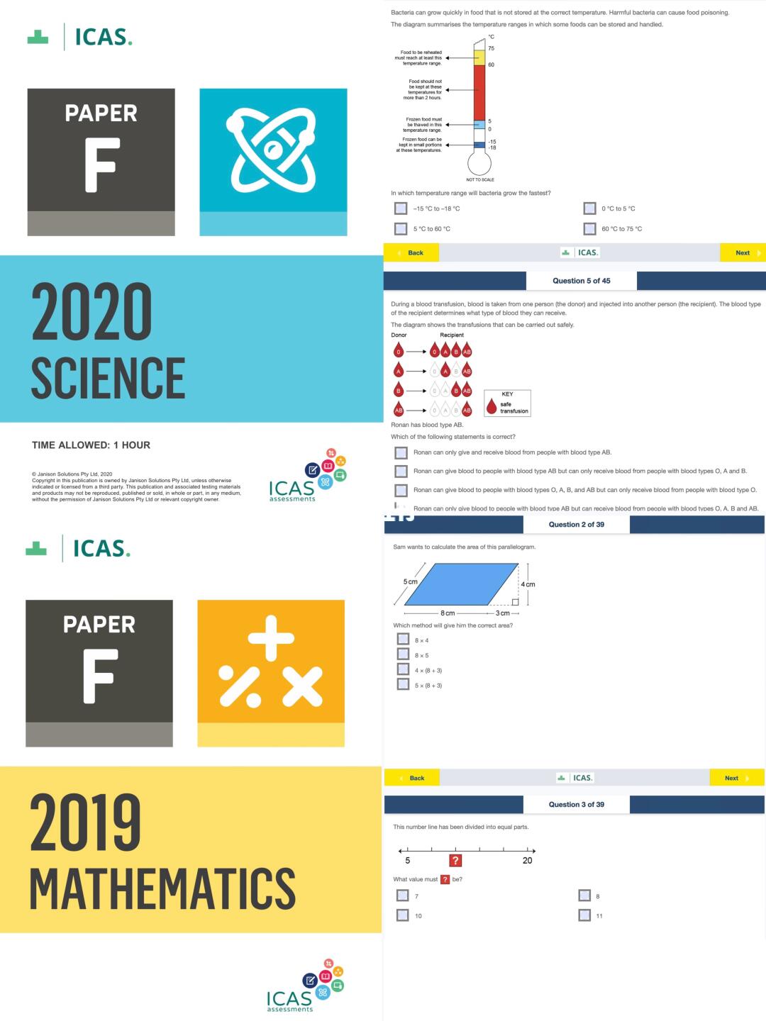 ICAS考试各年级真题合集，年级从G2-10都有