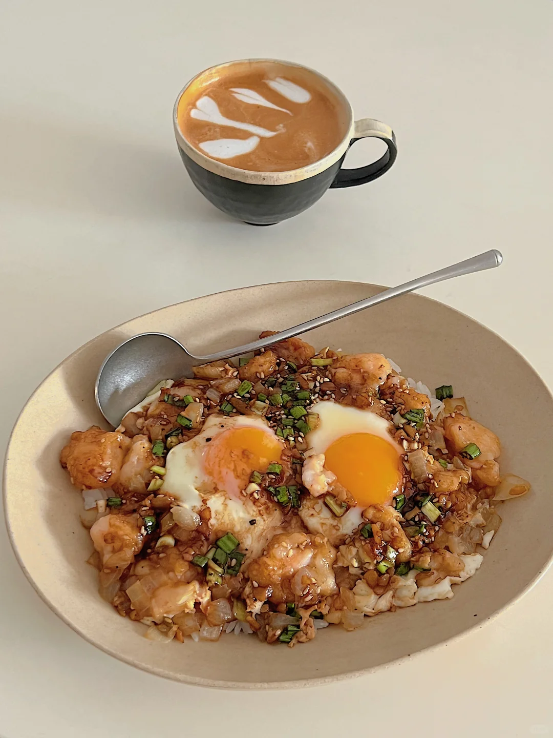 一人食🥄｜盐葱虾滑盖饭🍳✨好吃哭了🥳🍱