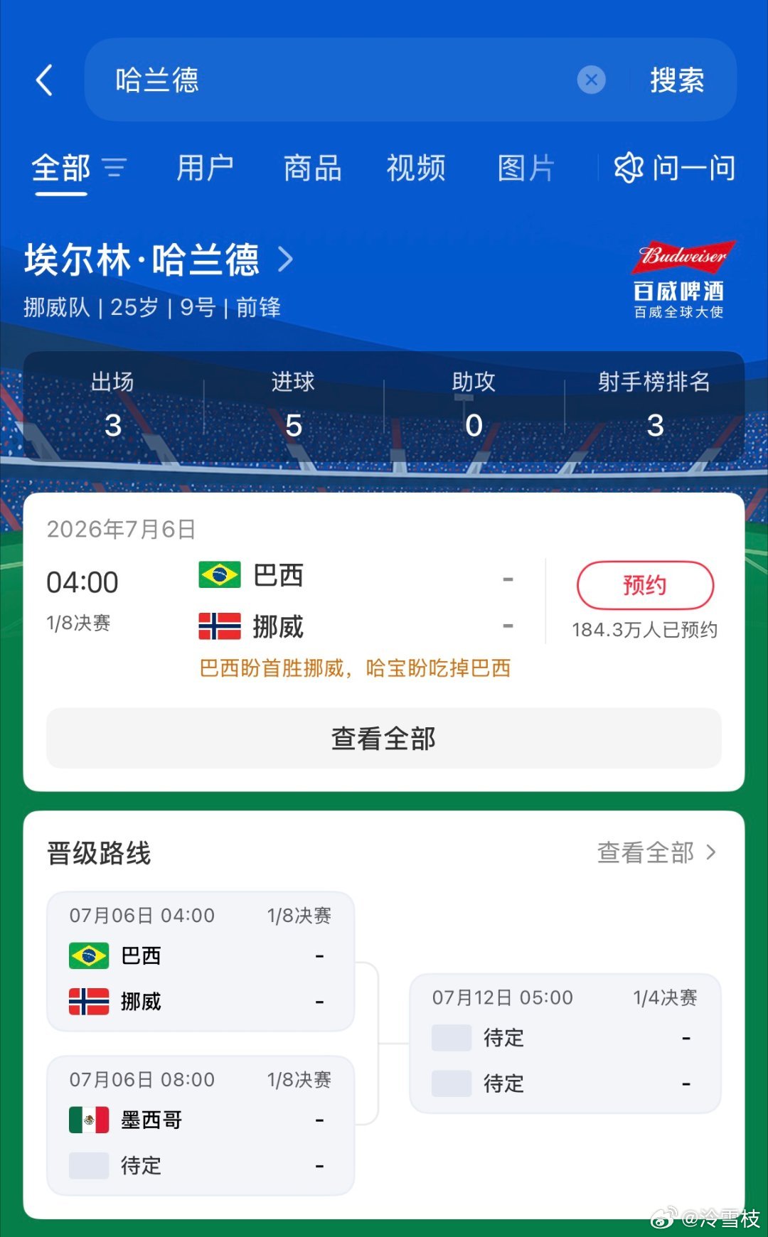 哈兰德女友感谢中国球迷想要极致世界杯观赛体验，小-红-薯4K高清画面运行稳定，不