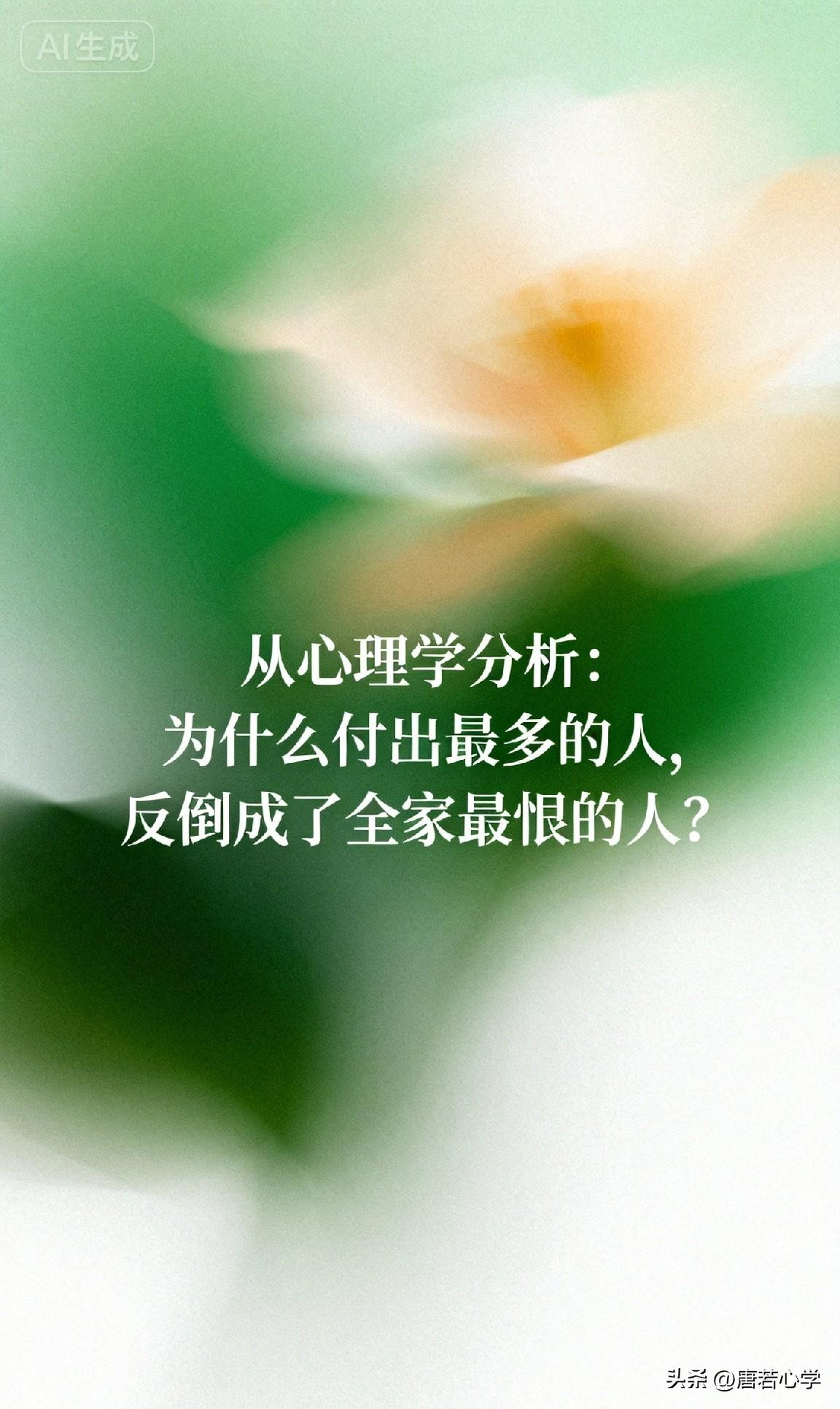 从心理学分析：为什么付出最多的人，反倒成了全家最恨的人？

网上有个很扎心的现象