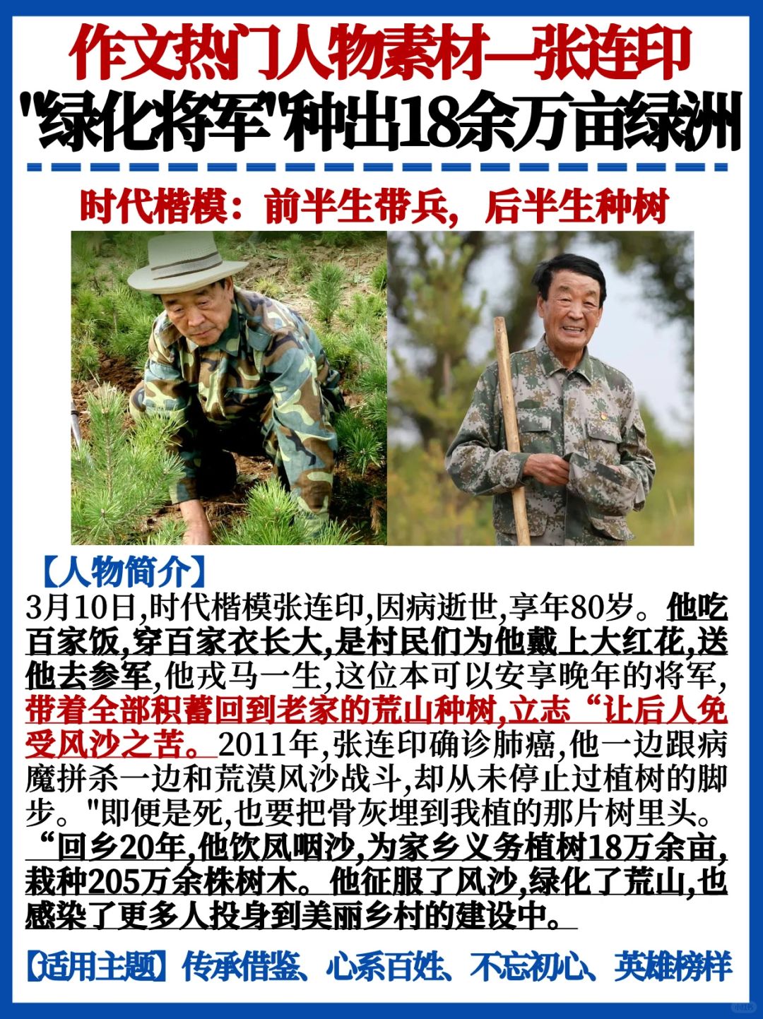 作文人物素材✅时代楷模张连印｜青山写忠诚